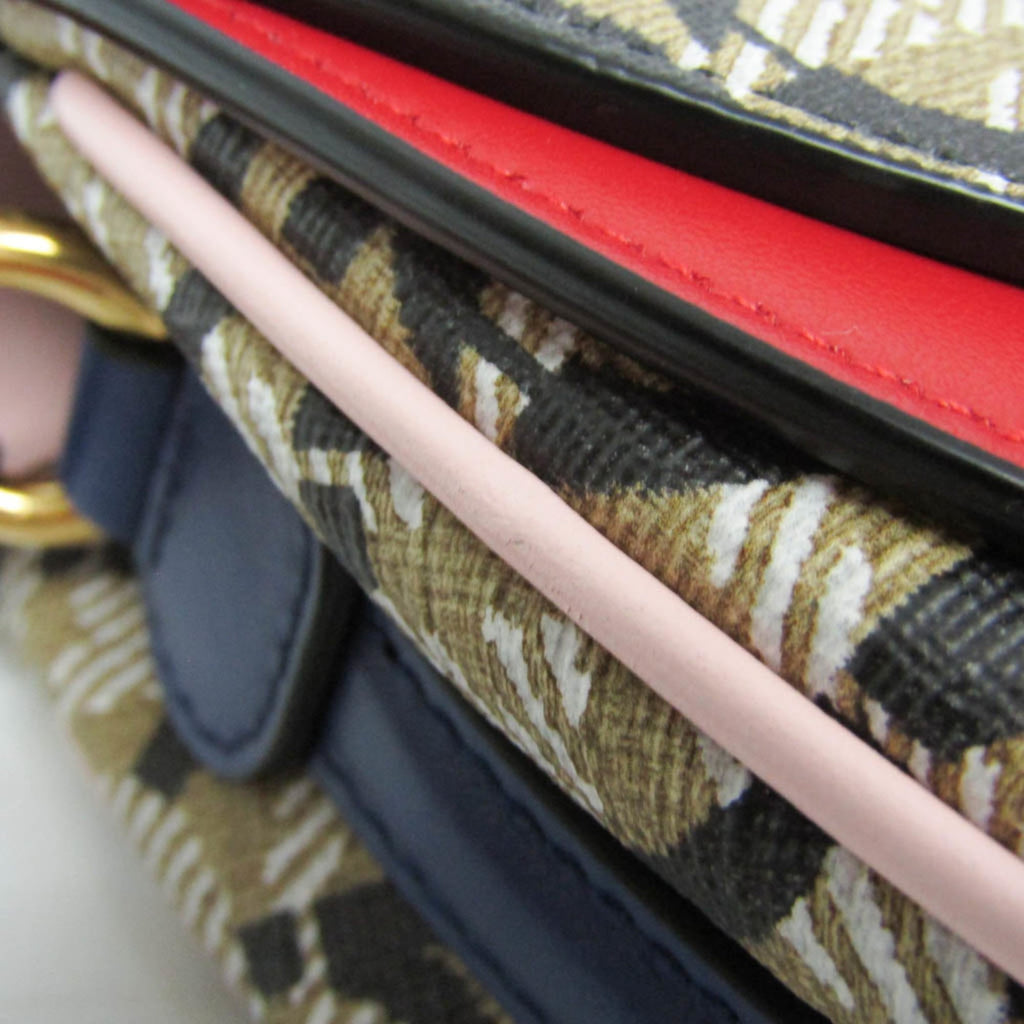 Double Flap Saddle Crossbody Bag Gancini Coated Canvas
