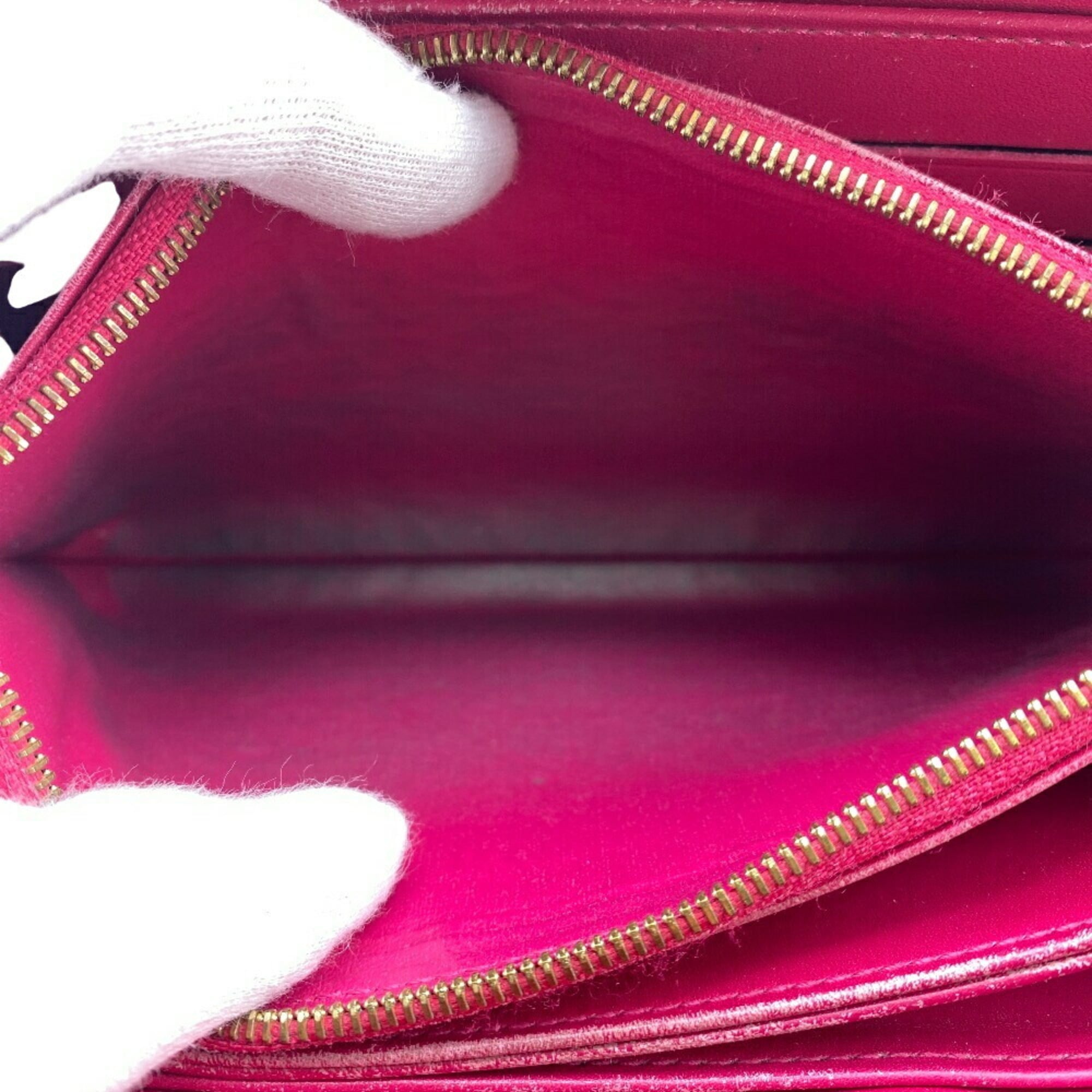 Louis Vuitton Pink Red Color Vernis Leather Long Wallet (Bi-Fold) (Pre-Owned)