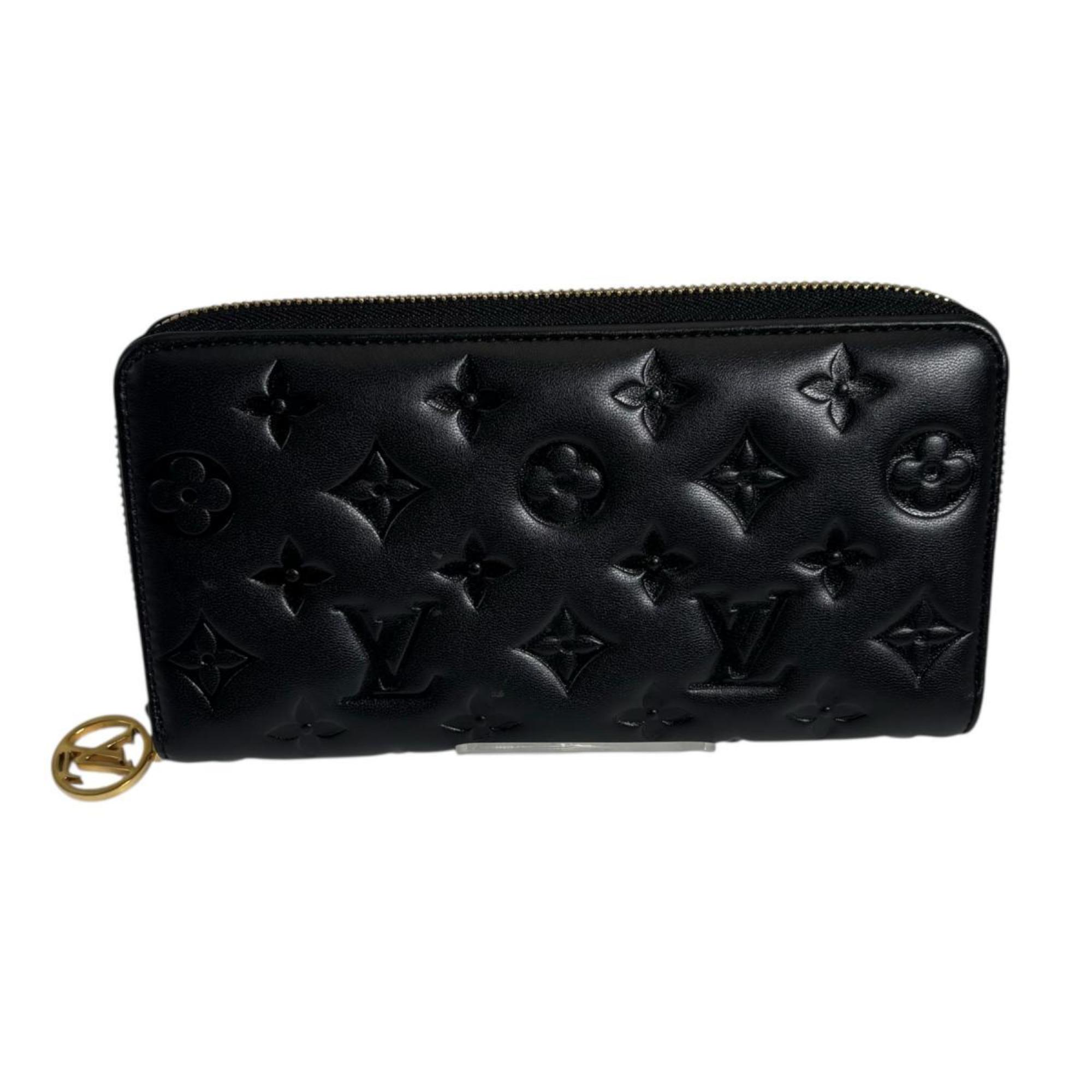 Louis Vuitton Monogram Black Noir Leather Long Wallet (Bi-Fold) (Pre-Owned)