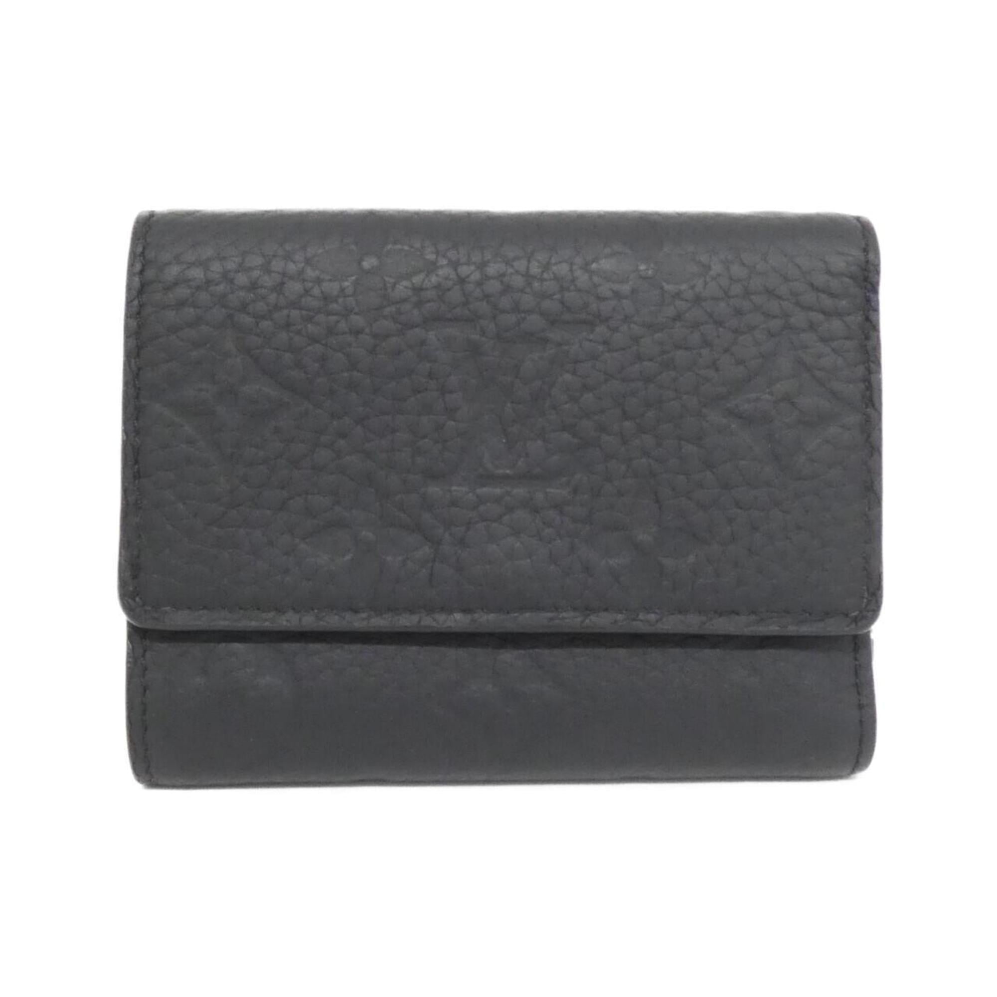 Louis Vuitton Black Leather Wallet (Tri-Fold) (Pre-Owned)