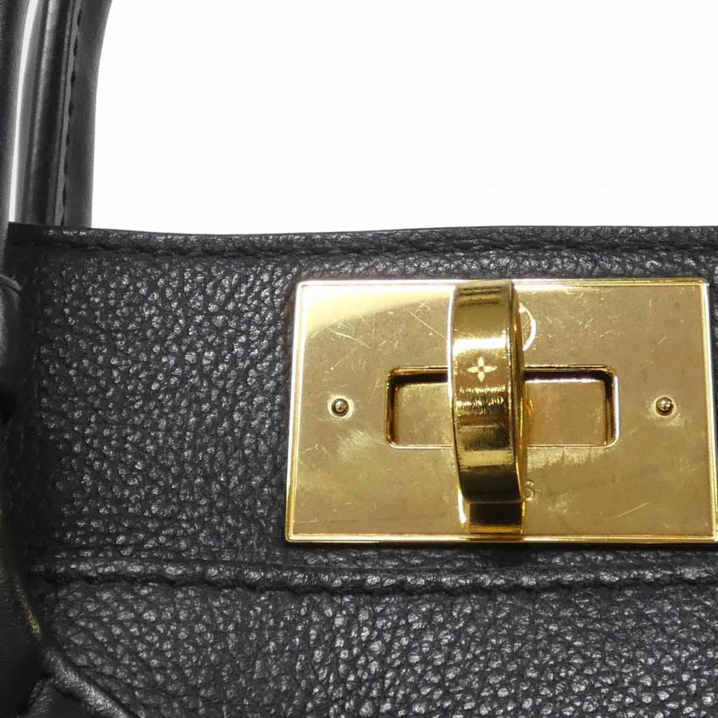 Louis Vuitton Black Leather Coated Canvas Handbag (Pre-Owned)