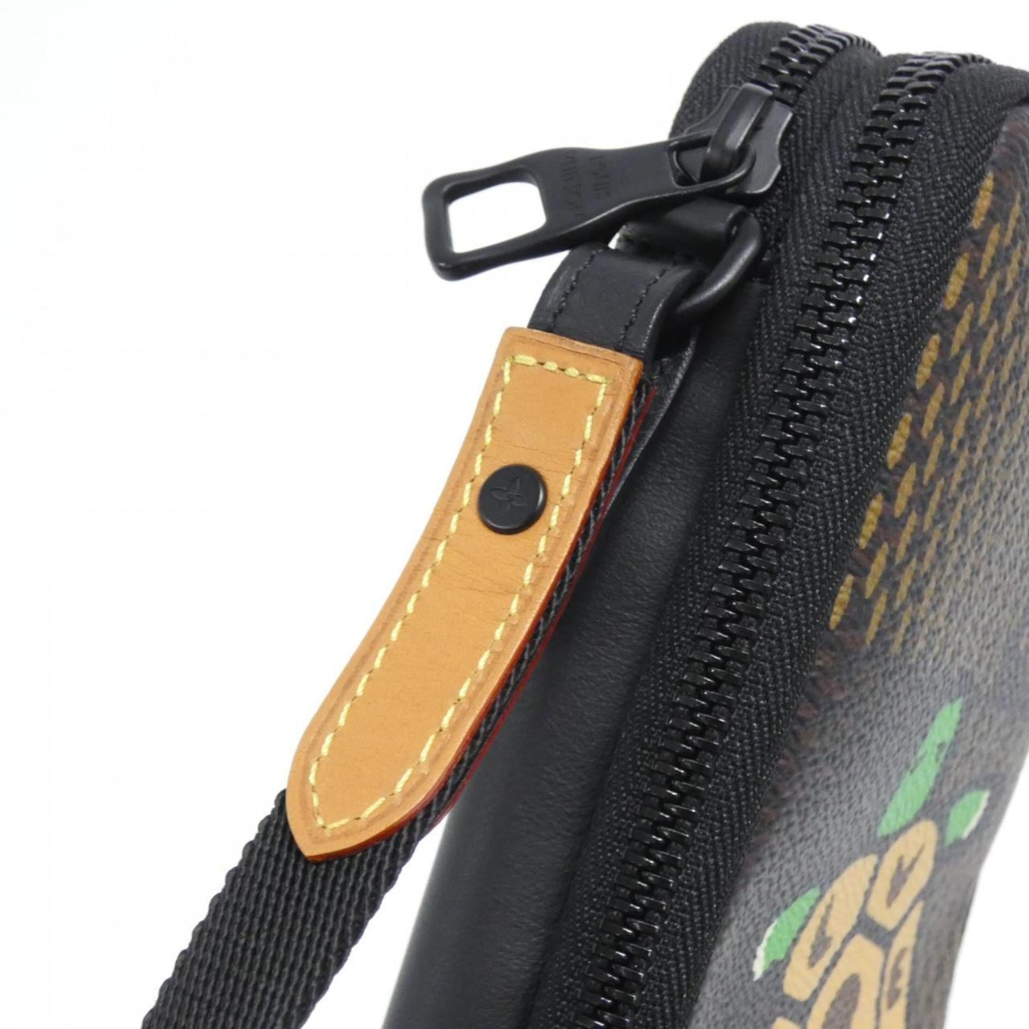 Louis Vuitton Black Brown Coated Canvas Phone Wallet (Pre-Owned)