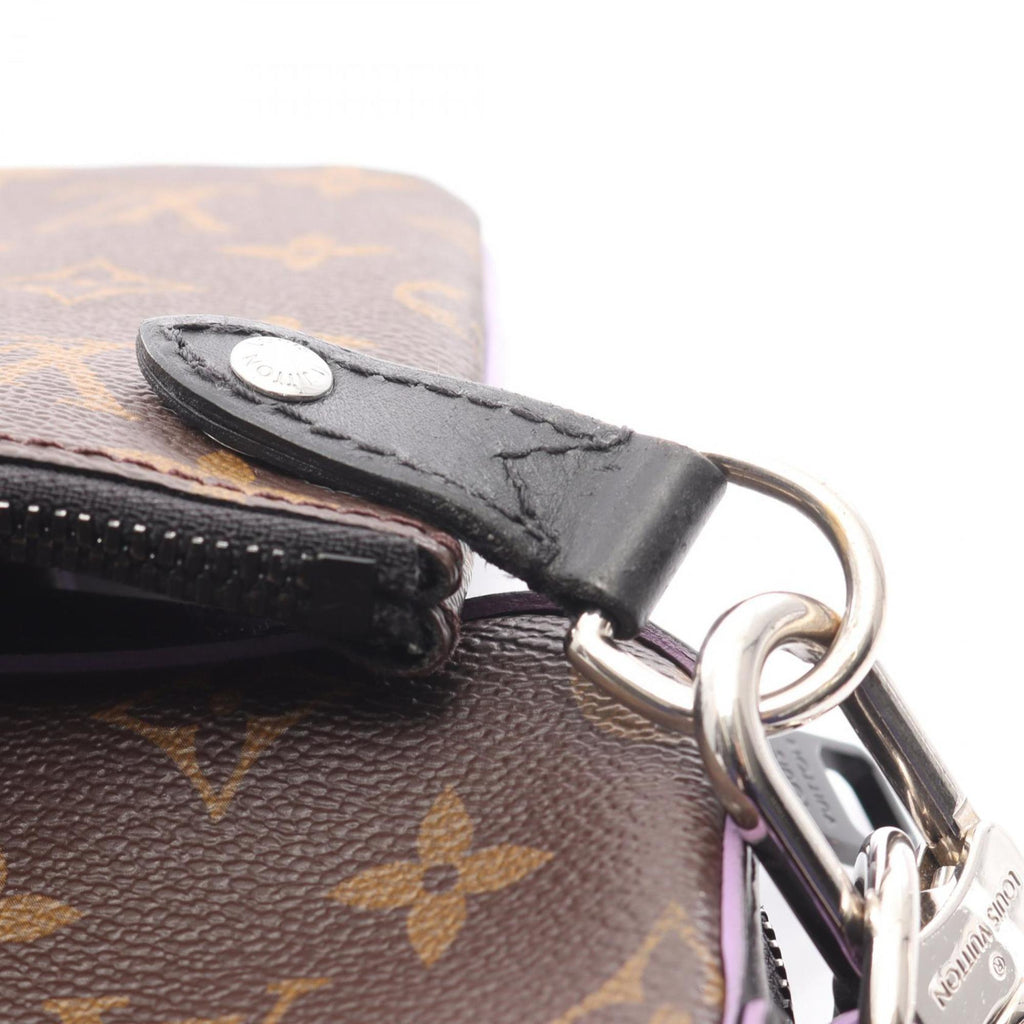 Louis Vuitton Black Brown Monogram Macassar Purple Coated Canvas Shoulder Bag (Pre-Owned)