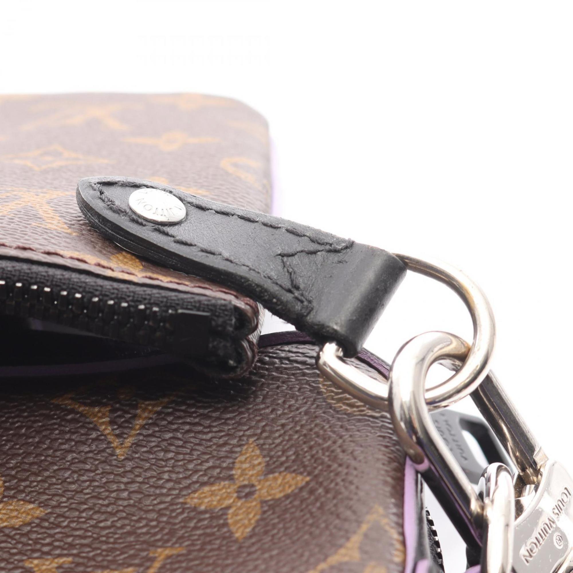 Louis Vuitton Black Brown Monogram Macassar Purple Coated Canvas Shoulder Bag (Pre-Owned)