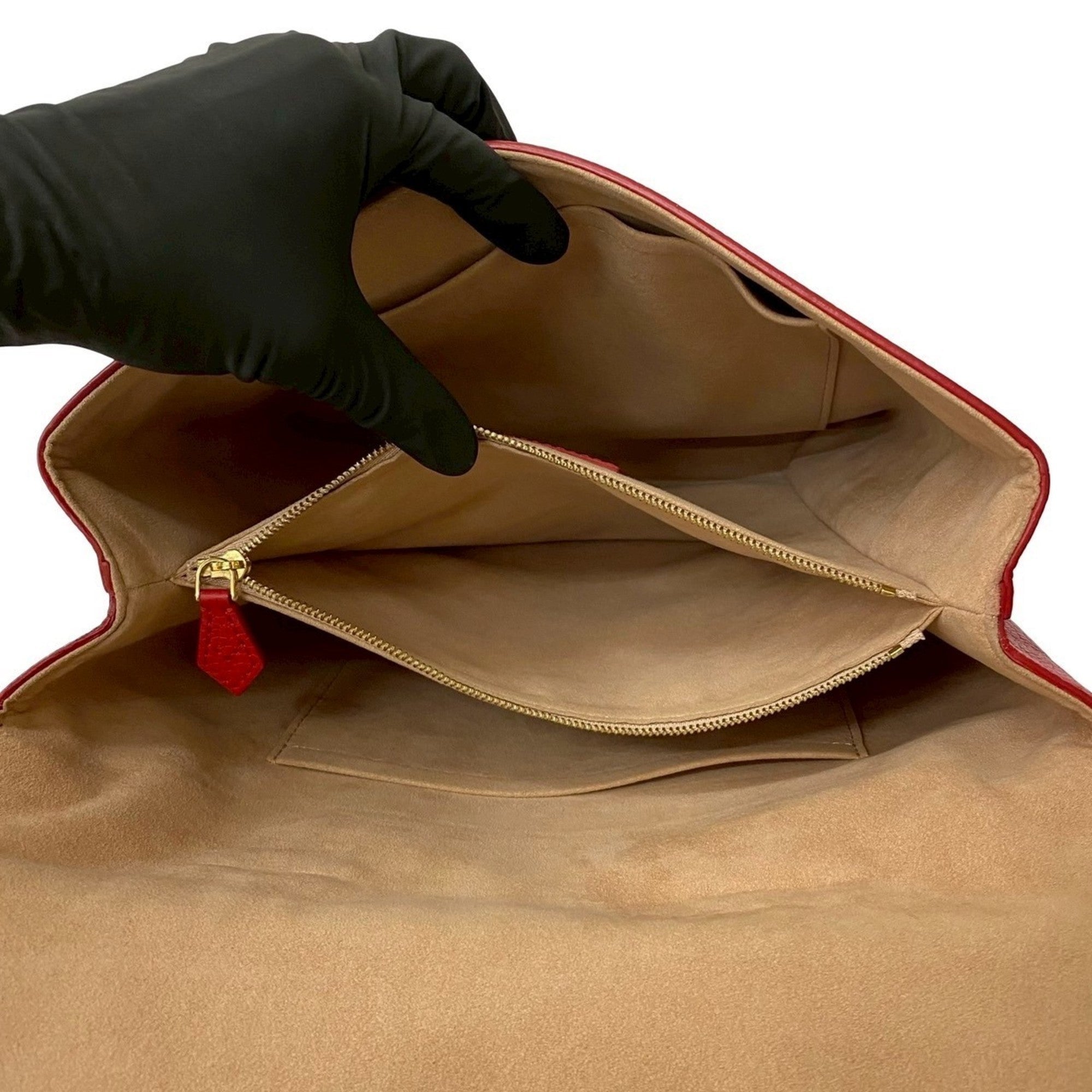 Louis Vuitton Red Color Leather Handbag Shoulder Bag Tote Bag (Pre-Owned)