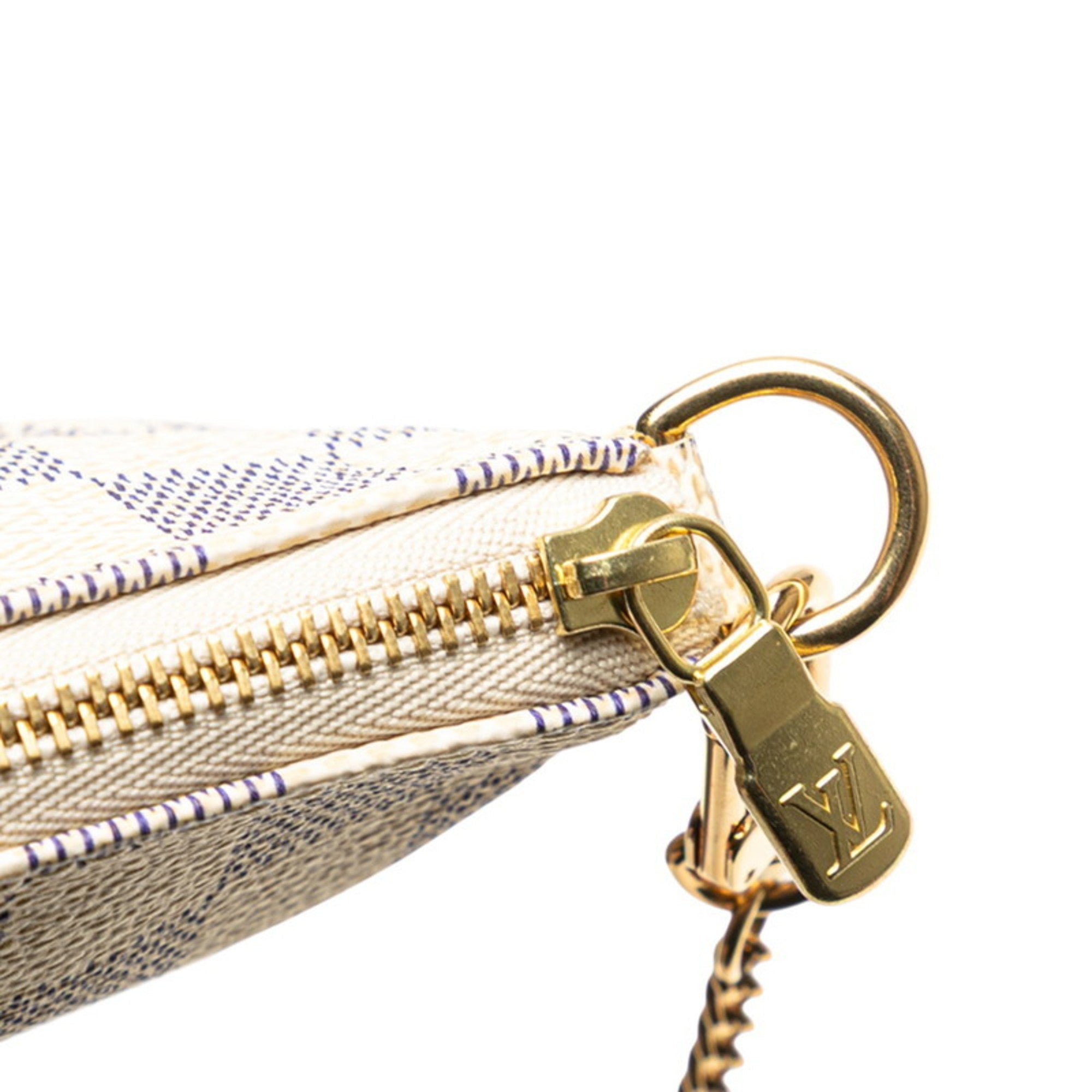 Louis Vuitton Damier Azur White Pvc Leather Handbag Pochette (Pre-Owned)