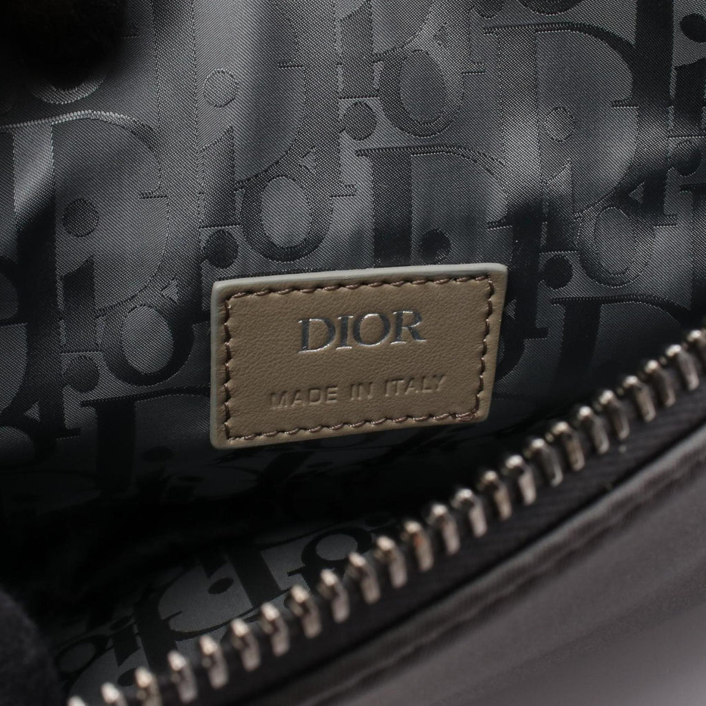 Saddle Crossbody Bag Leather with Nylon and Cannage Rubber