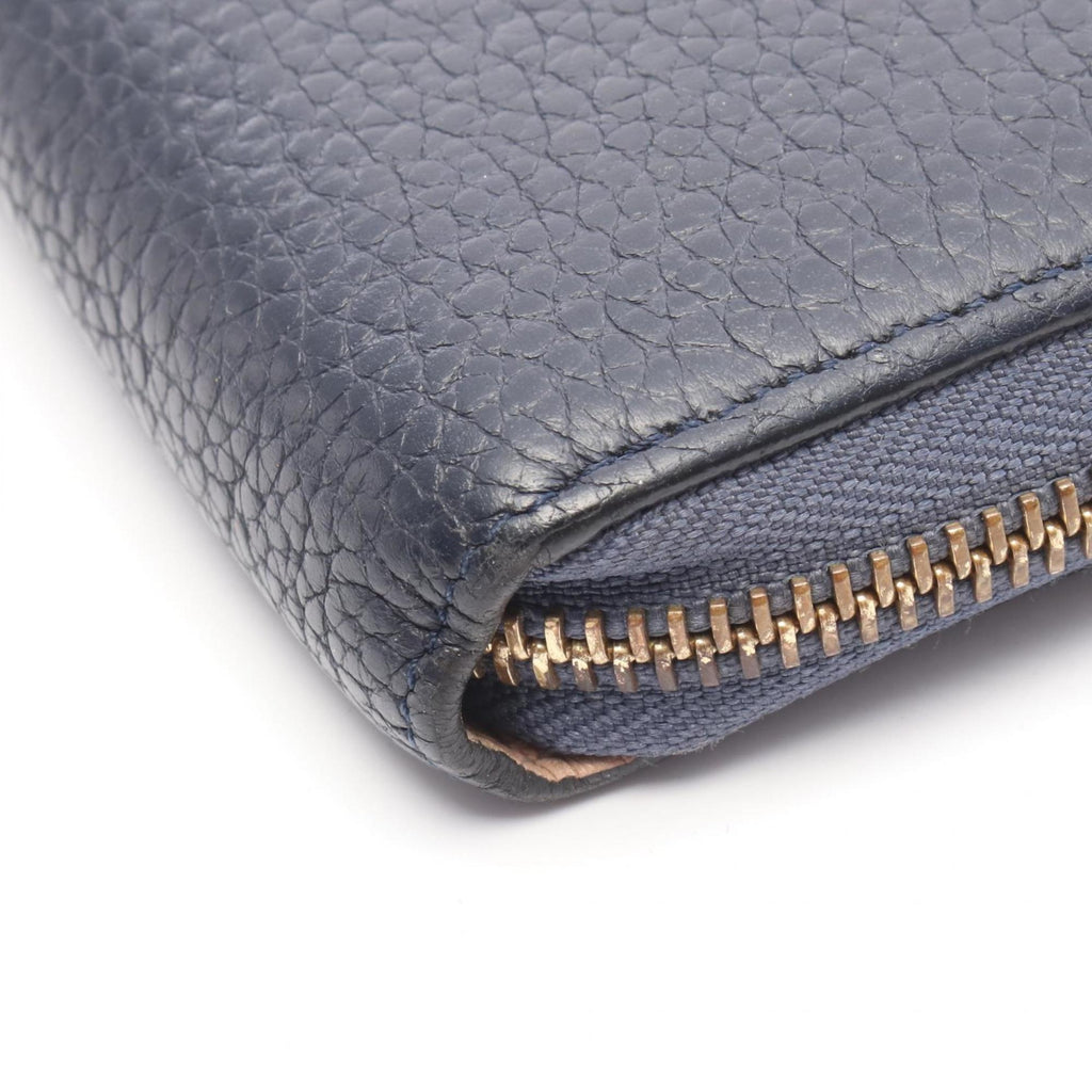 Louis Vuitton Navy Navy Blue Leather Long Wallet (Bi-Fold) (Pre-Owned)