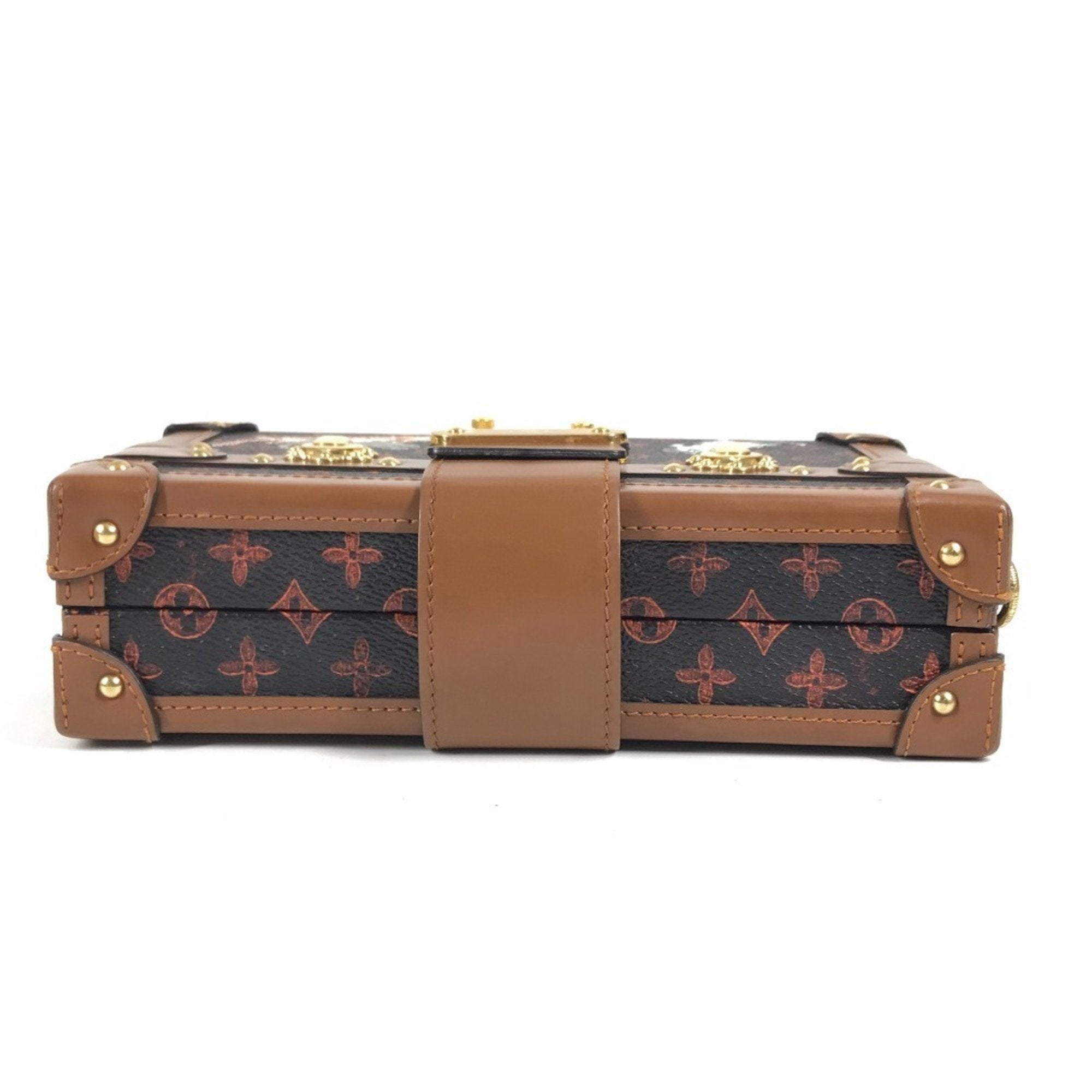 Louis Vuitton Brown Red Color Monogram Canvas Clutch Bag Shoulder Bag (Pre-Owned)