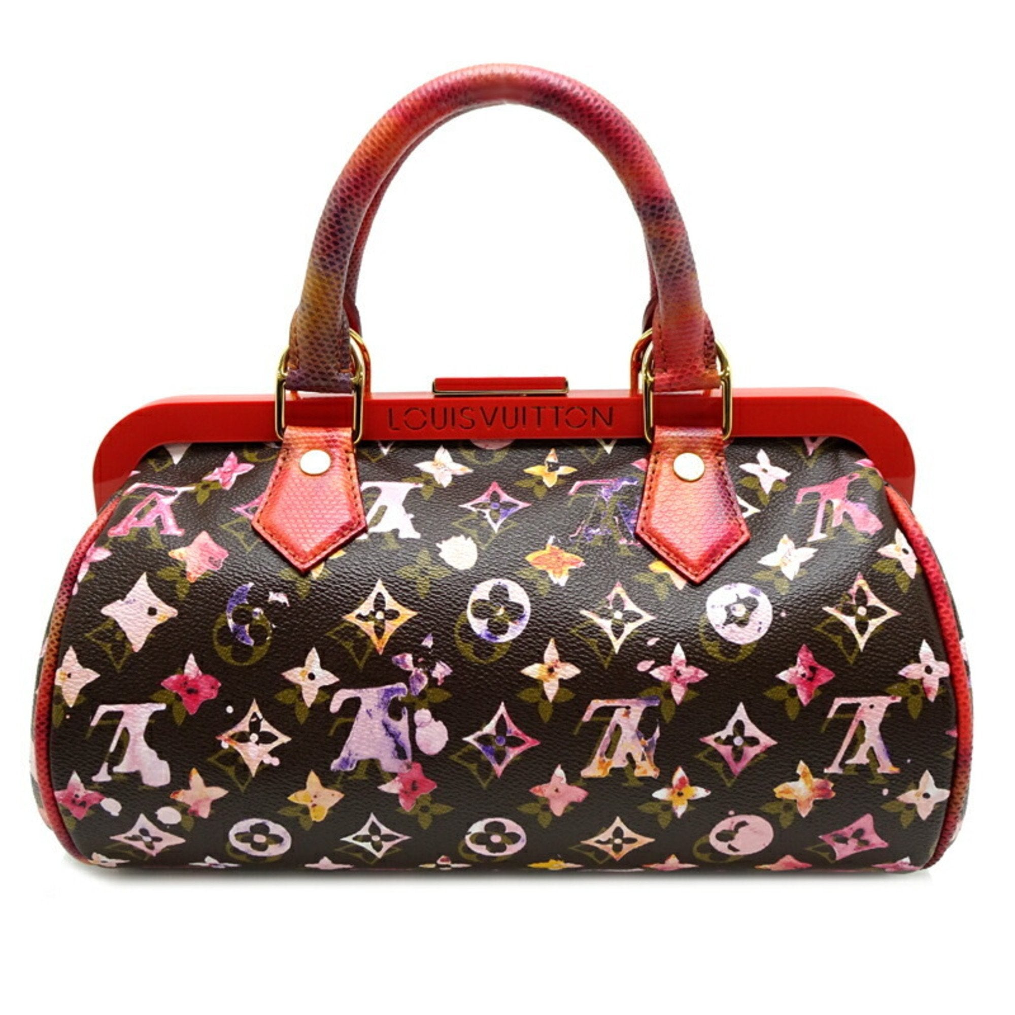 Louis Vuitton Monogram Watercolor Brown Marron Monogram Red Color Monogram Handbag (Pre-Owned)