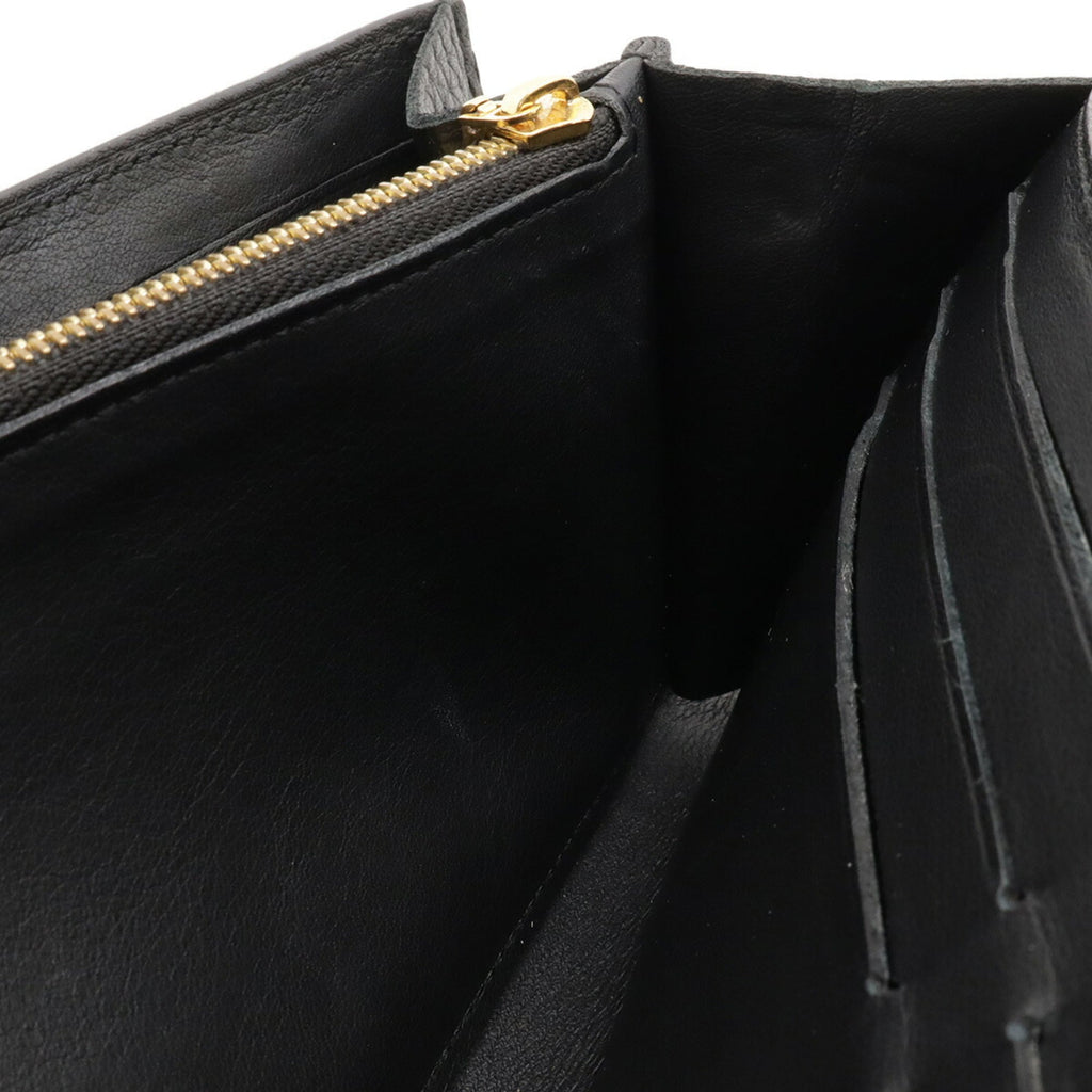 Louis Vuitton Black Noir Leather Long Wallet (Bi-Fold) (Pre-Owned)