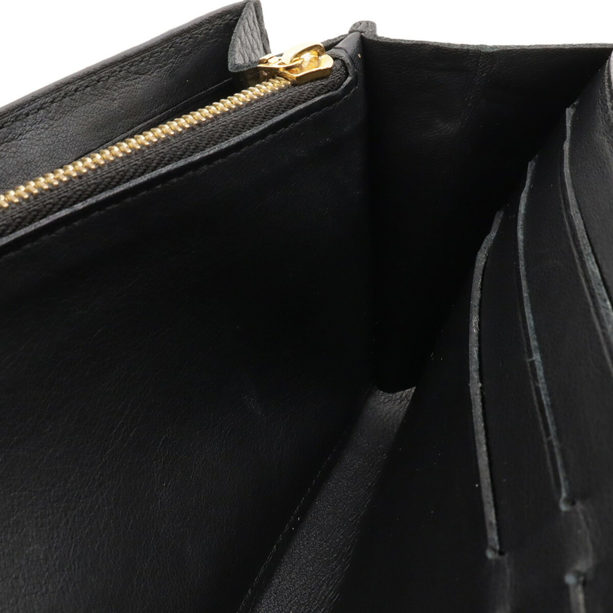 Louis Vuitton Black Noir Leather Long Wallet (Bi-Fold) (Pre-Owned)