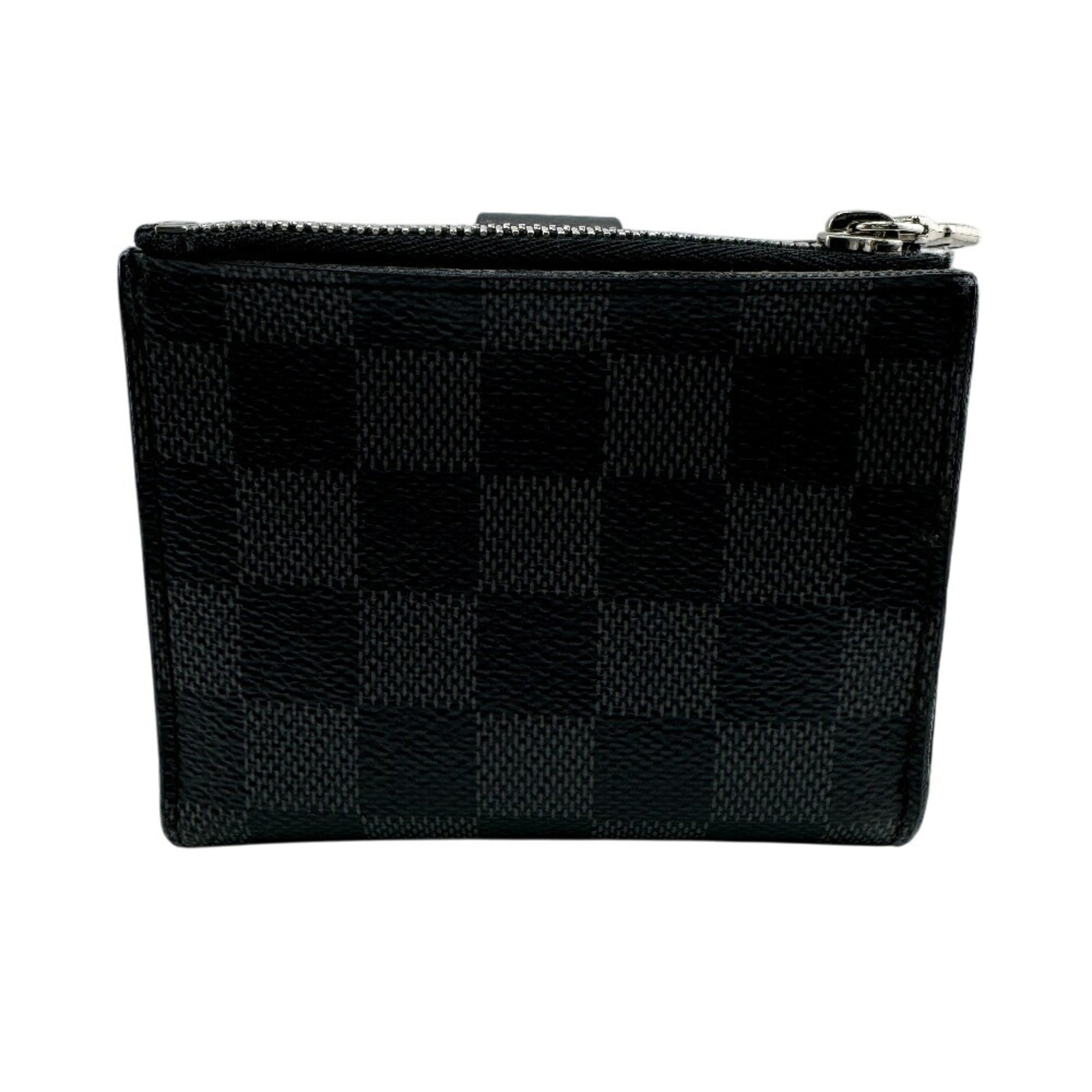 Louis Vuitton Black Gray Leather Wallet (Bi-Fold) (Pre-Owned)