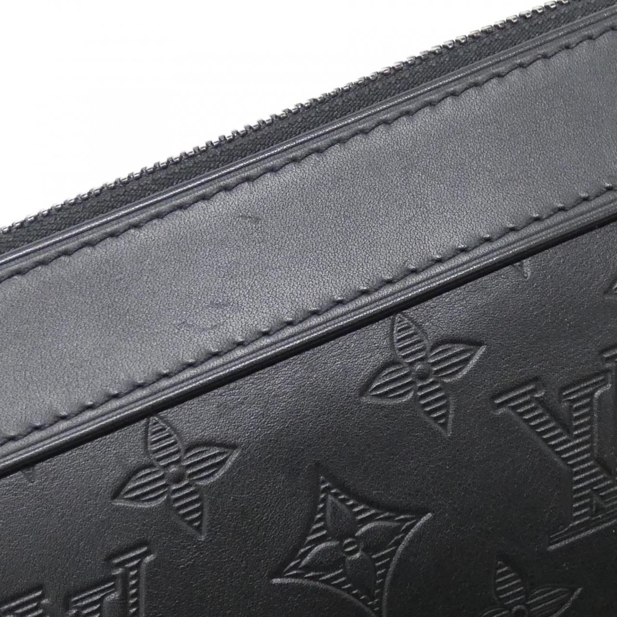 Louis Vuitton Monogram Shadow Black Leather Handbag Pochette (Pre-Owned)