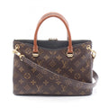 Louis Vuitton Black Brown Monogram Coated Canvas Leather Handbag (Pre-Owned)