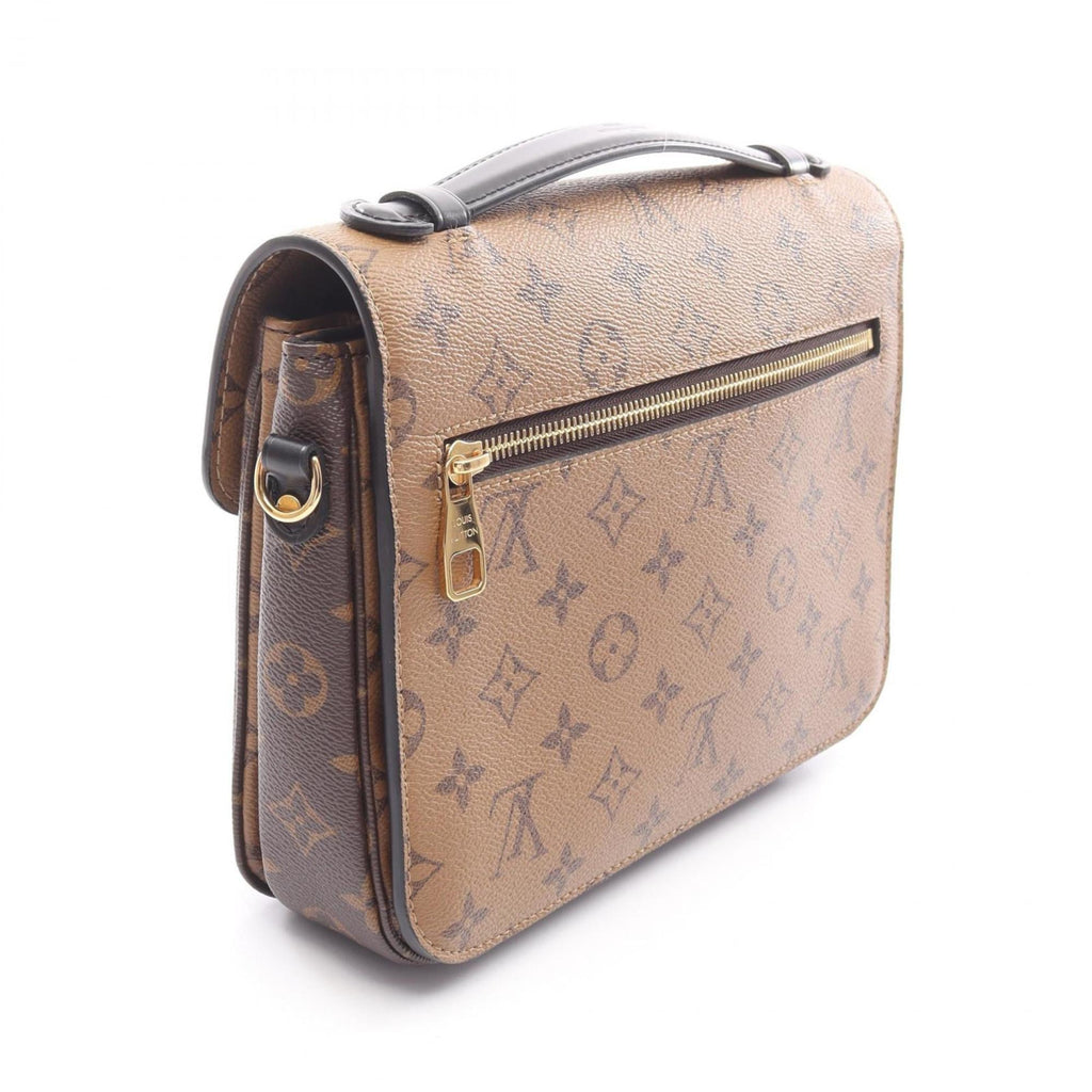 Louis Vuitton Black Brown Coated Canvas Leather Handbag Pochette (Pre-Owned)