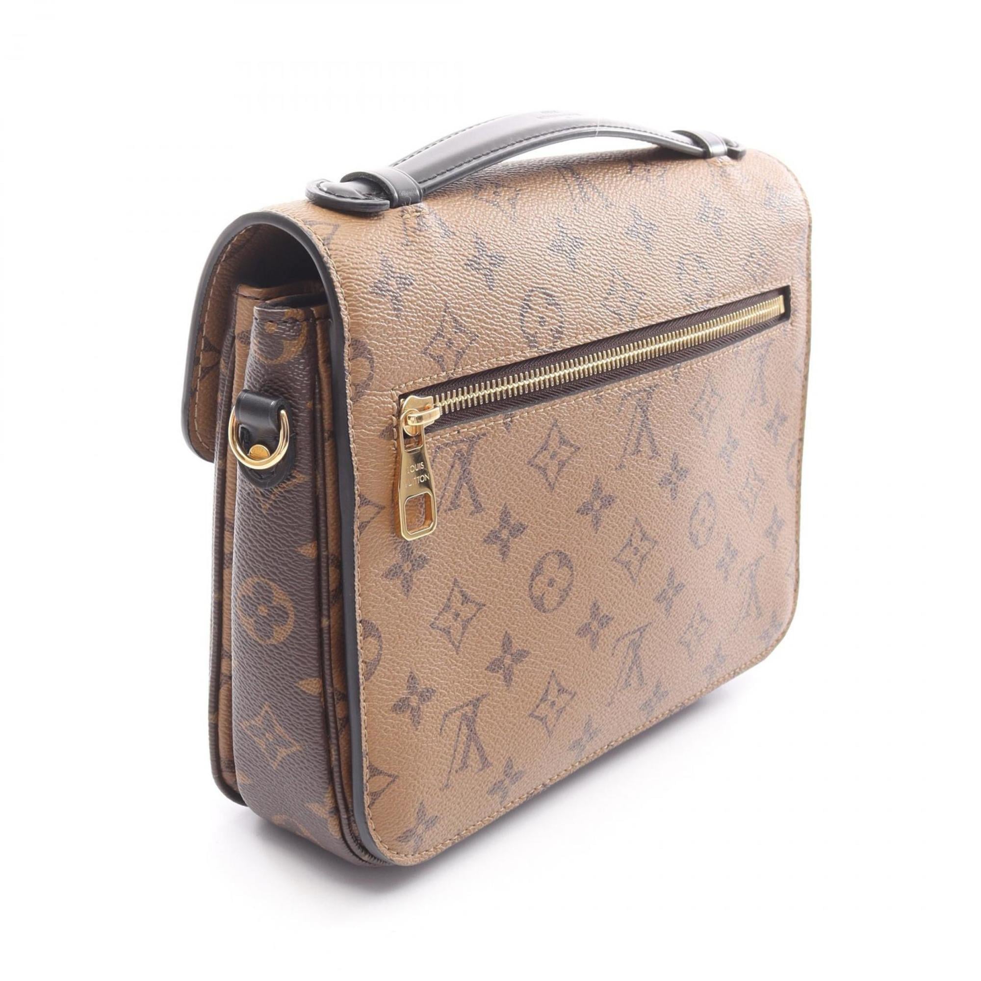 Louis Vuitton Black Brown Coated Canvas Leather Handbag Pochette (Pre-Owned)