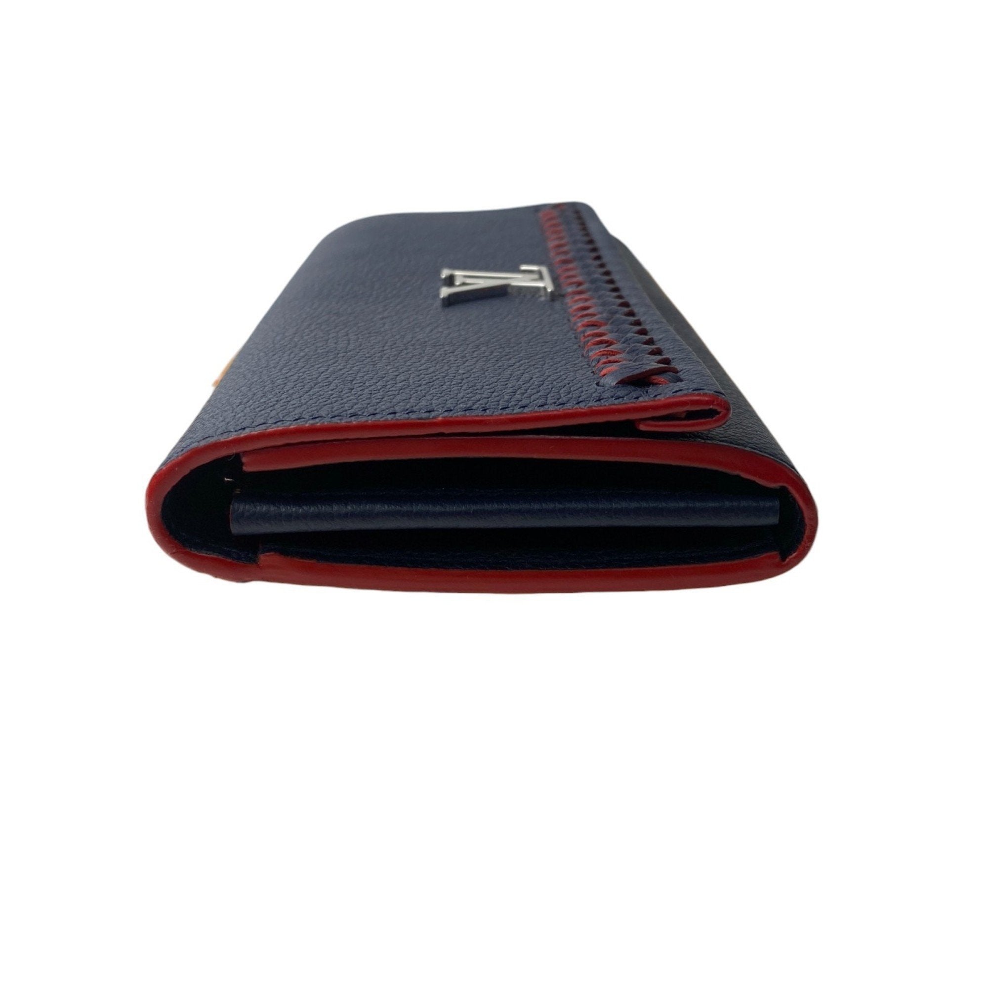 Louis Vuitton Navy Leather Long Wallet (Bi-Fold) (Pre-Owned)