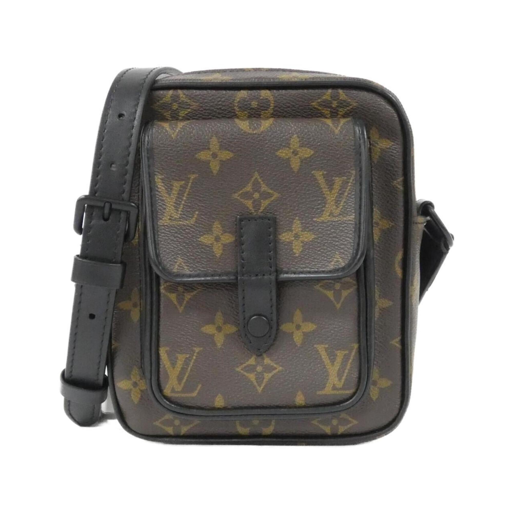Louis Vuitton Black Brown Coated Canvas Shoulder Bag (Pre-Owned)