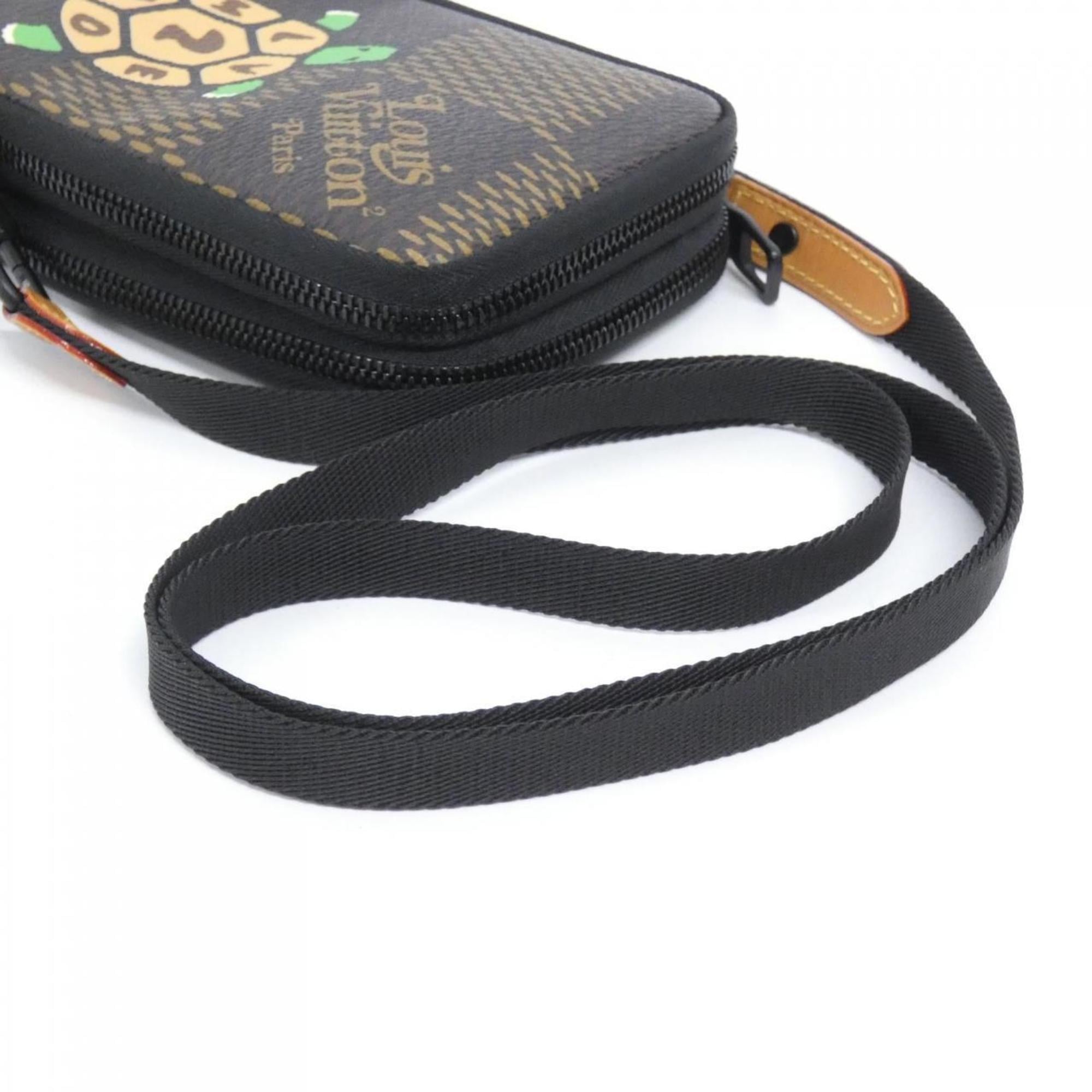 Louis Vuitton Black Brown Coated Canvas Phone Wallet (Pre-Owned)