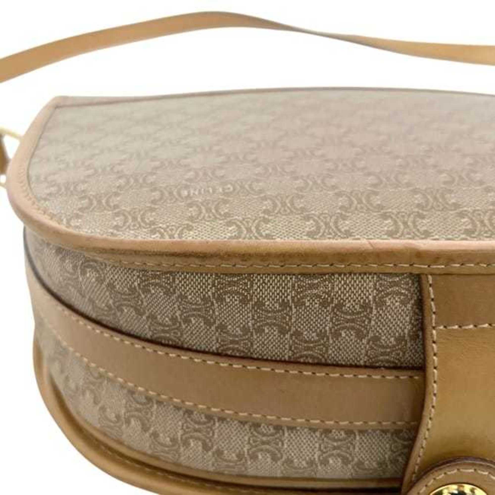 Vintage Saddle Flap Shoulder Bag Macadam Coated Canvas Small