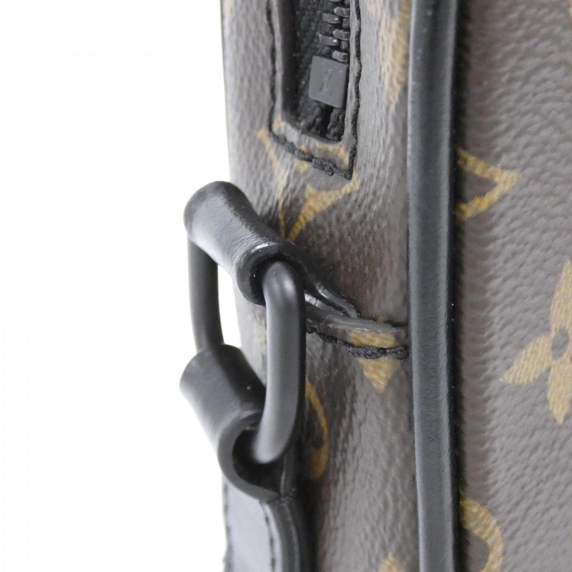 Louis Vuitton Black Brown Marron Coated Canvas Shoulder Bag (Pre-Owned)
