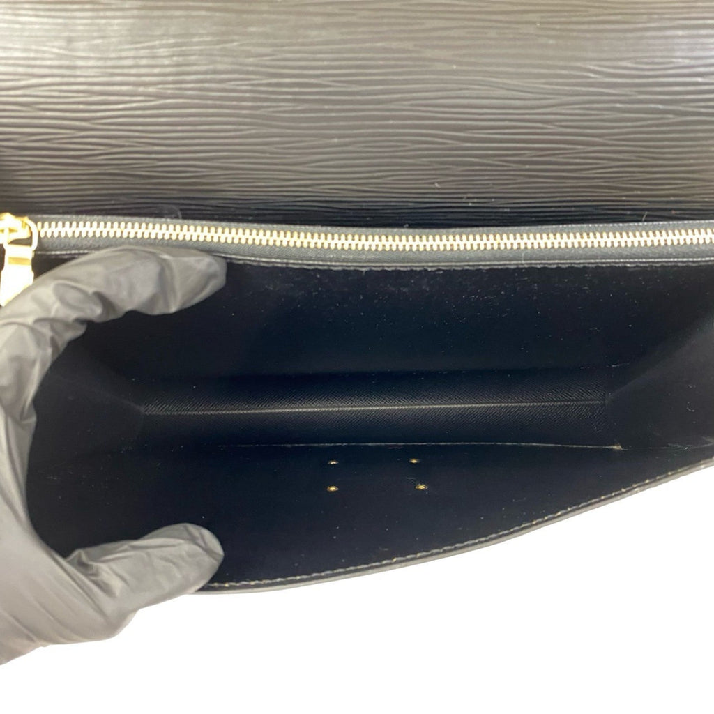 Louis Vuitton Black Leather Handbag Tote Bag (Pre-Owned)