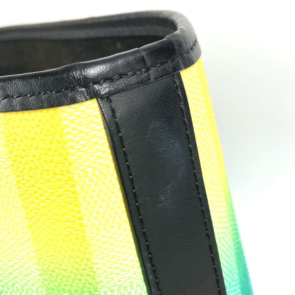 Louis Vuitton Black Green Yellow Leather Canvas Handbag Shoulder Bag Tote Bag (Pre-Owned)