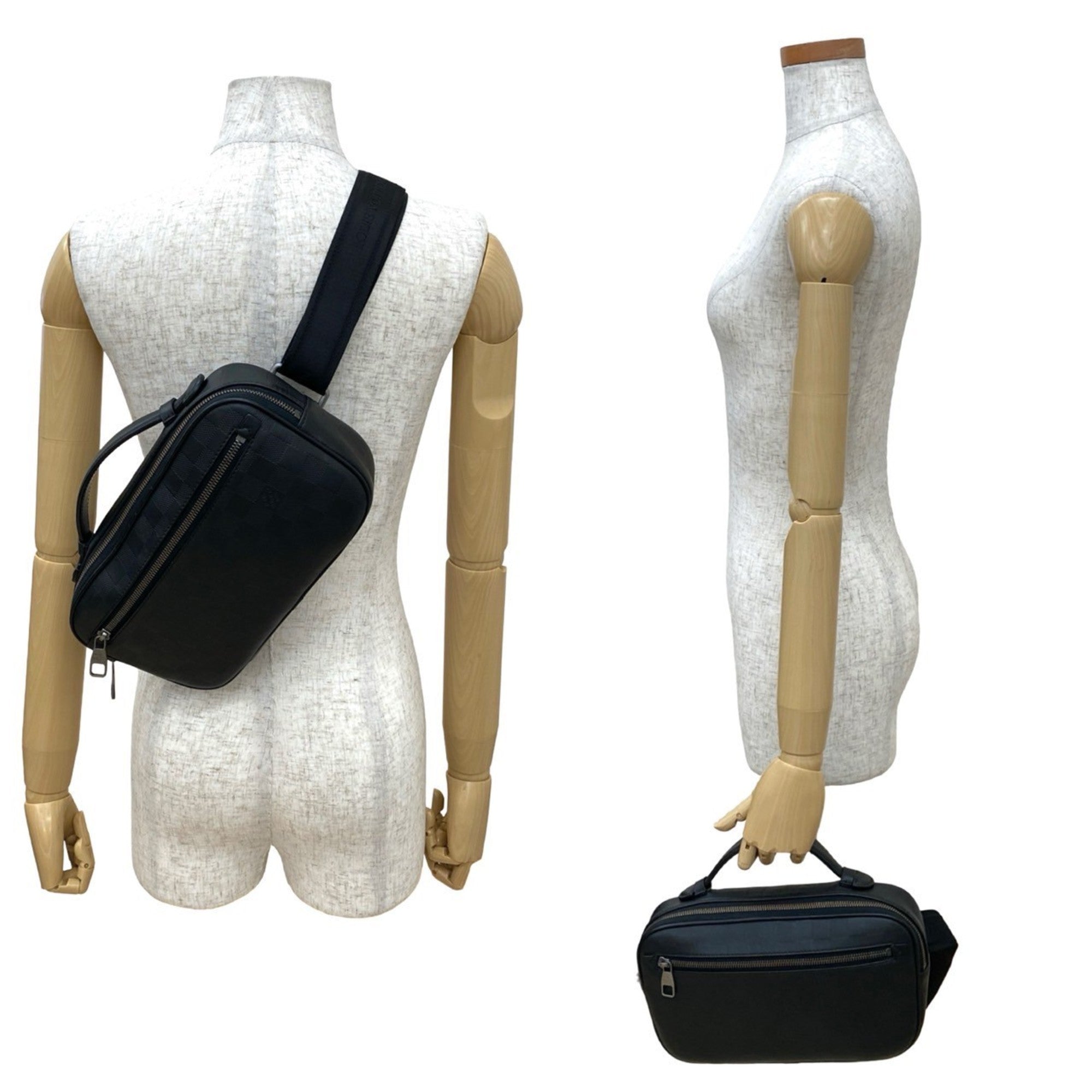 Louis Vuitton Black Leather Handbag Sling Bag (Pre-Owned)