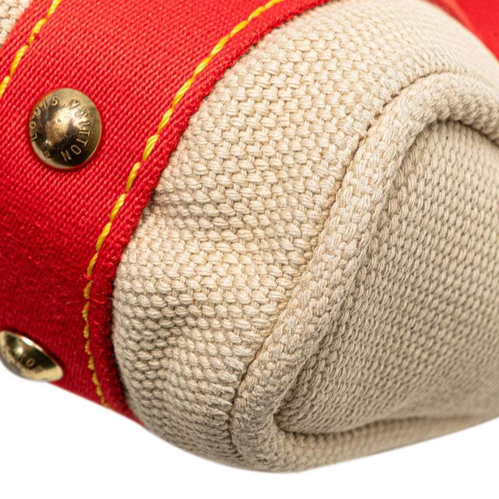 Louis Vuitton Antigua Beige Red Color Canvas Handbag (Pre-Owned)