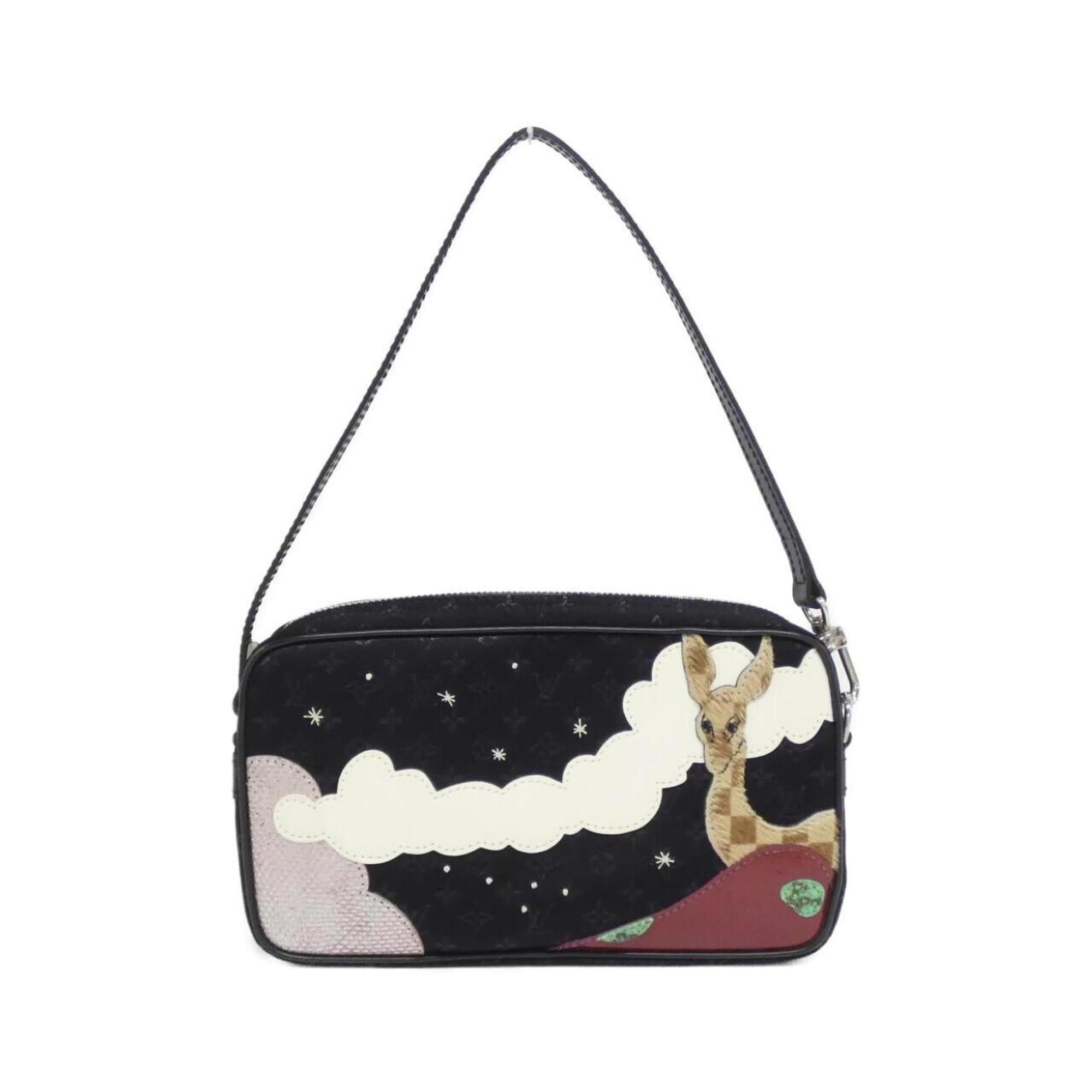 Louis Vuitton Black Satin Pochette Pouch (Pre-Owned)