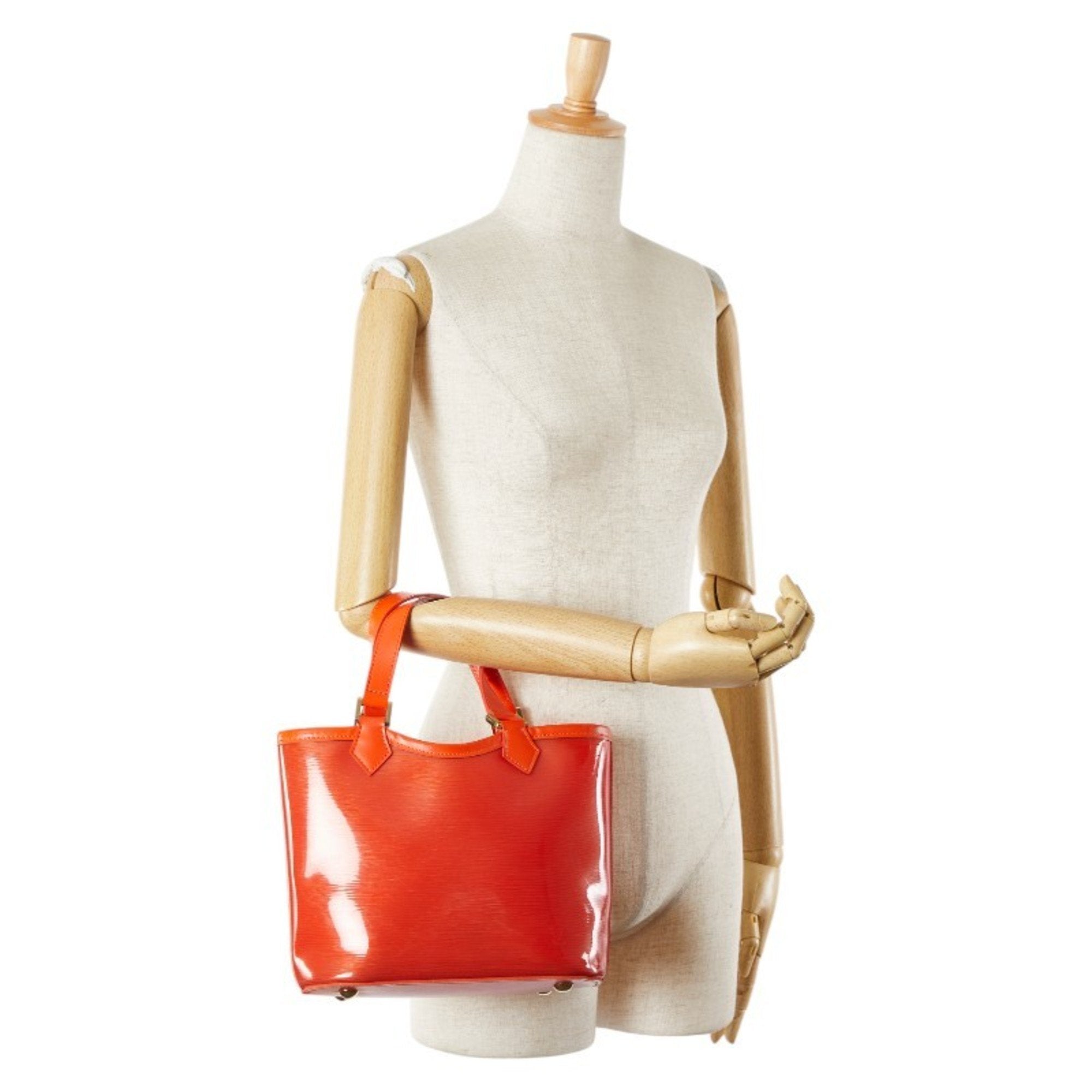 Louis Vuitton Orange Vinyl Leather Handbag (Pre-Owned)