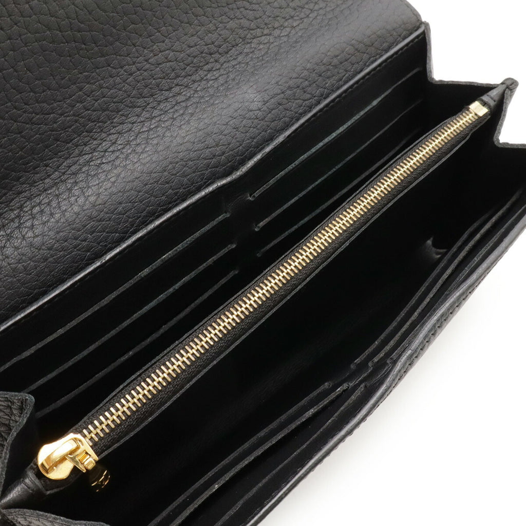 Louis Vuitton Black Noir Leather Long Wallet (Bi-Fold) (Pre-Owned)
