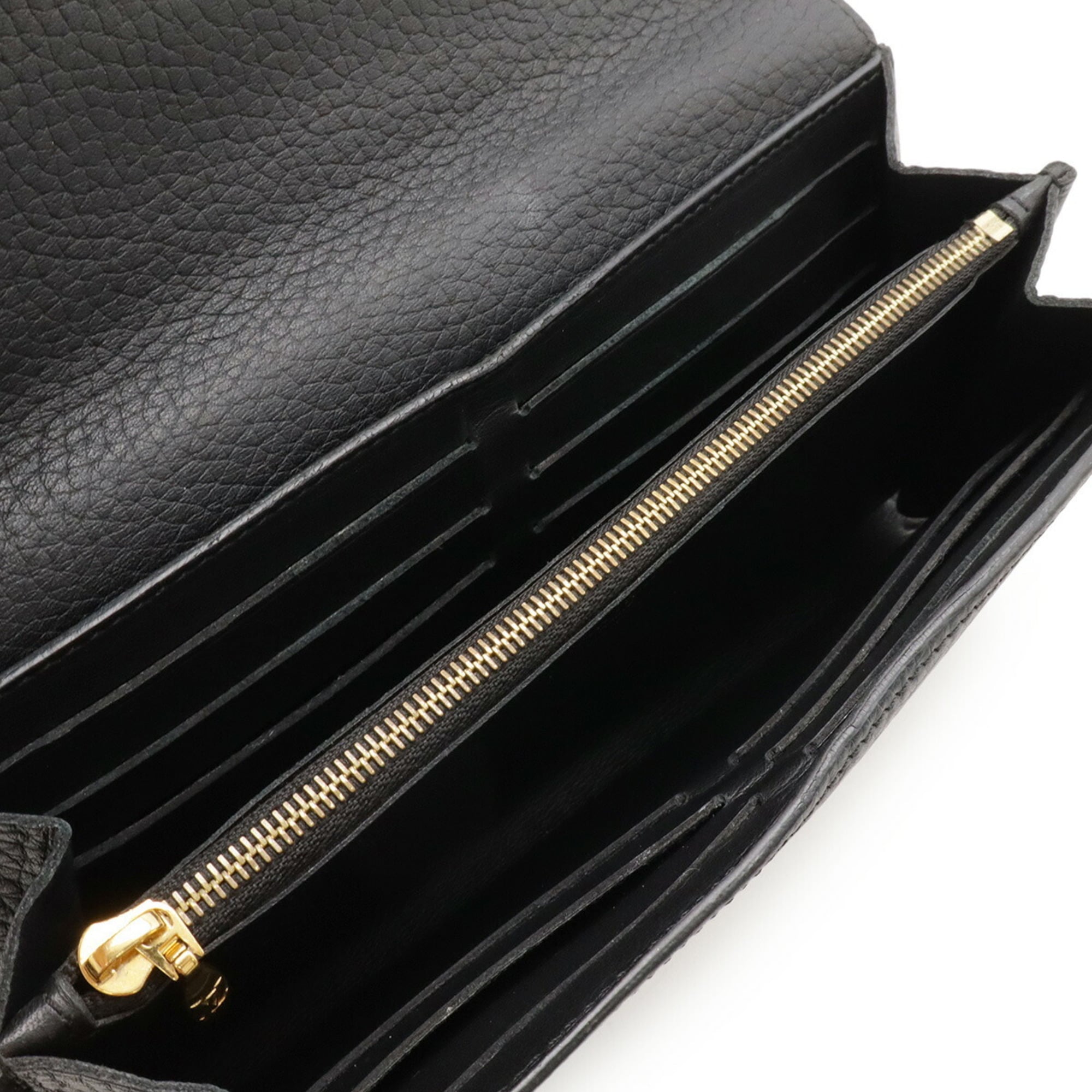 Louis Vuitton Black Noir Leather Long Wallet (Bi-Fold) (Pre-Owned)