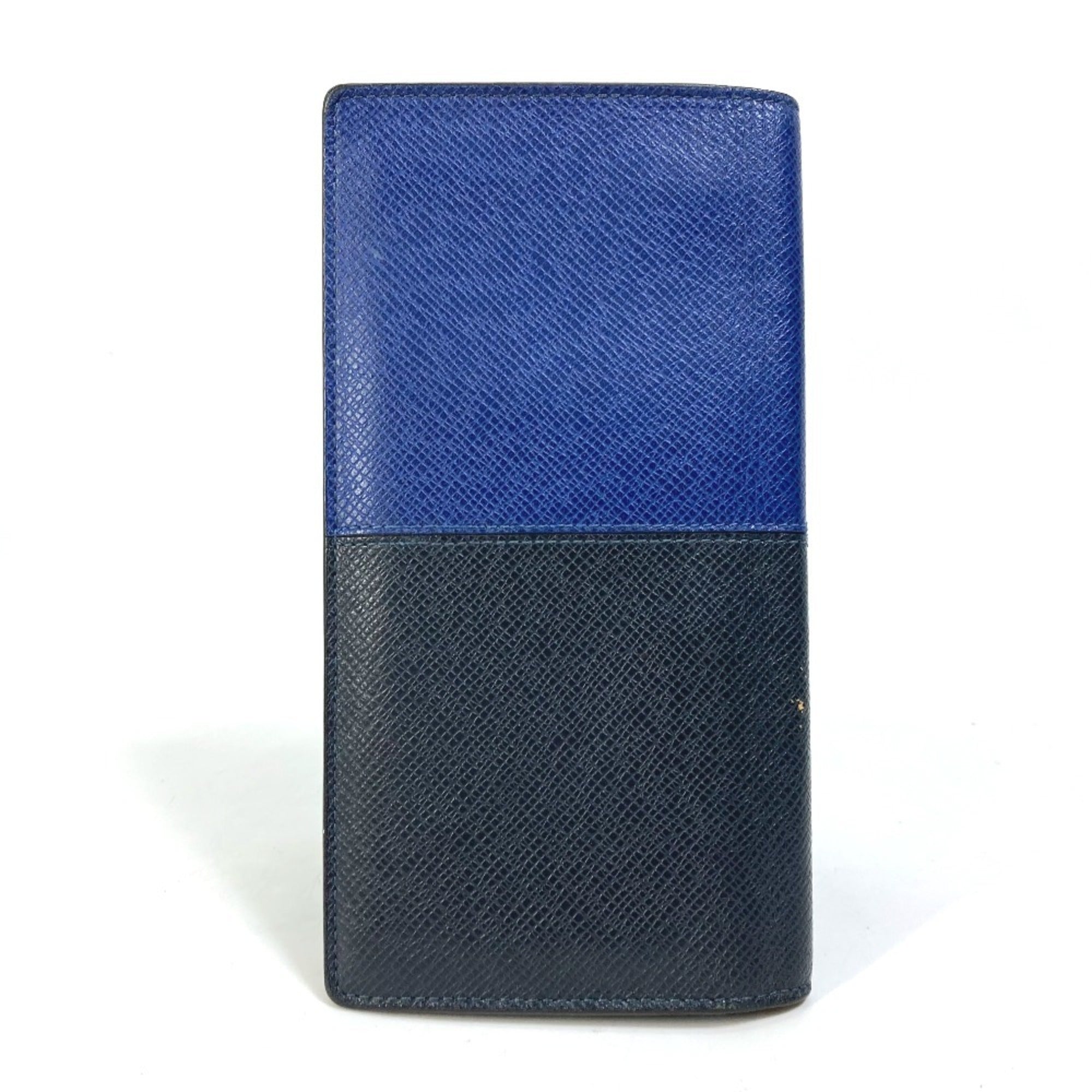 Louis Vuitton Taiga Blue Navy Taiga Leather Long Wallet (Bi-Fold) (Pre-Owned)