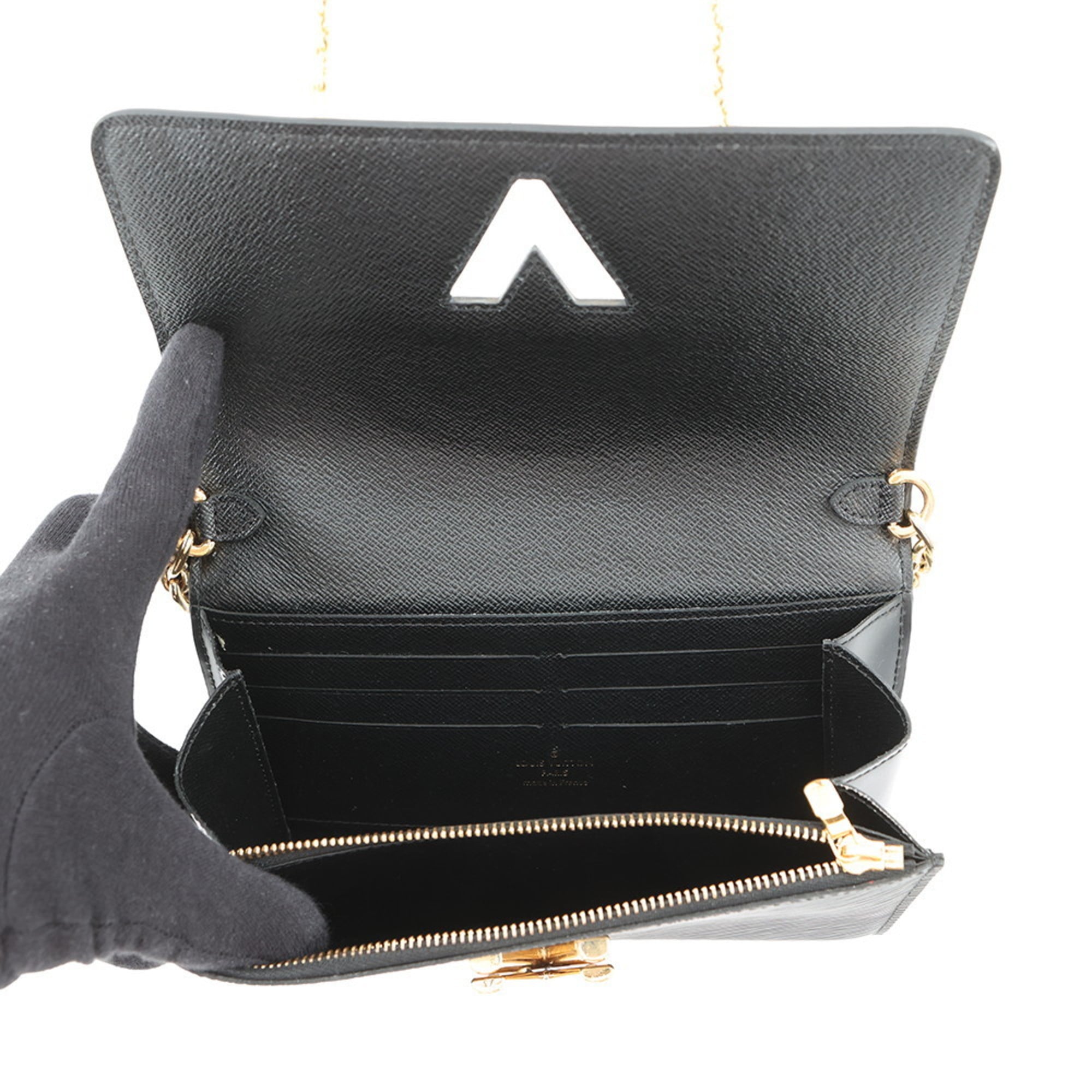 Louis Vuitton Black Noir Spangles Epi Leather Chain/Shoulder Wallet (Pre-Owned)