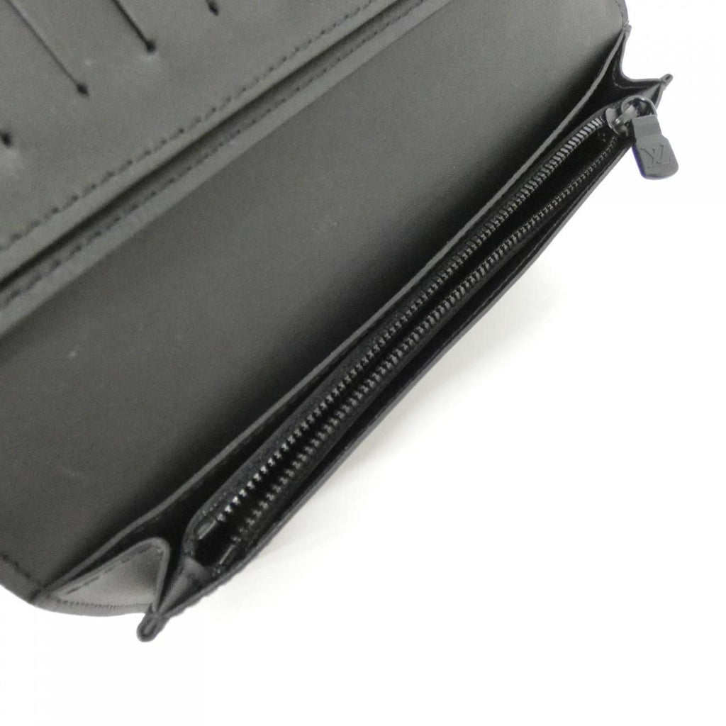 Louis Vuitton Black Leather Long Wallet (Bi-Fold) (Pre-Owned)