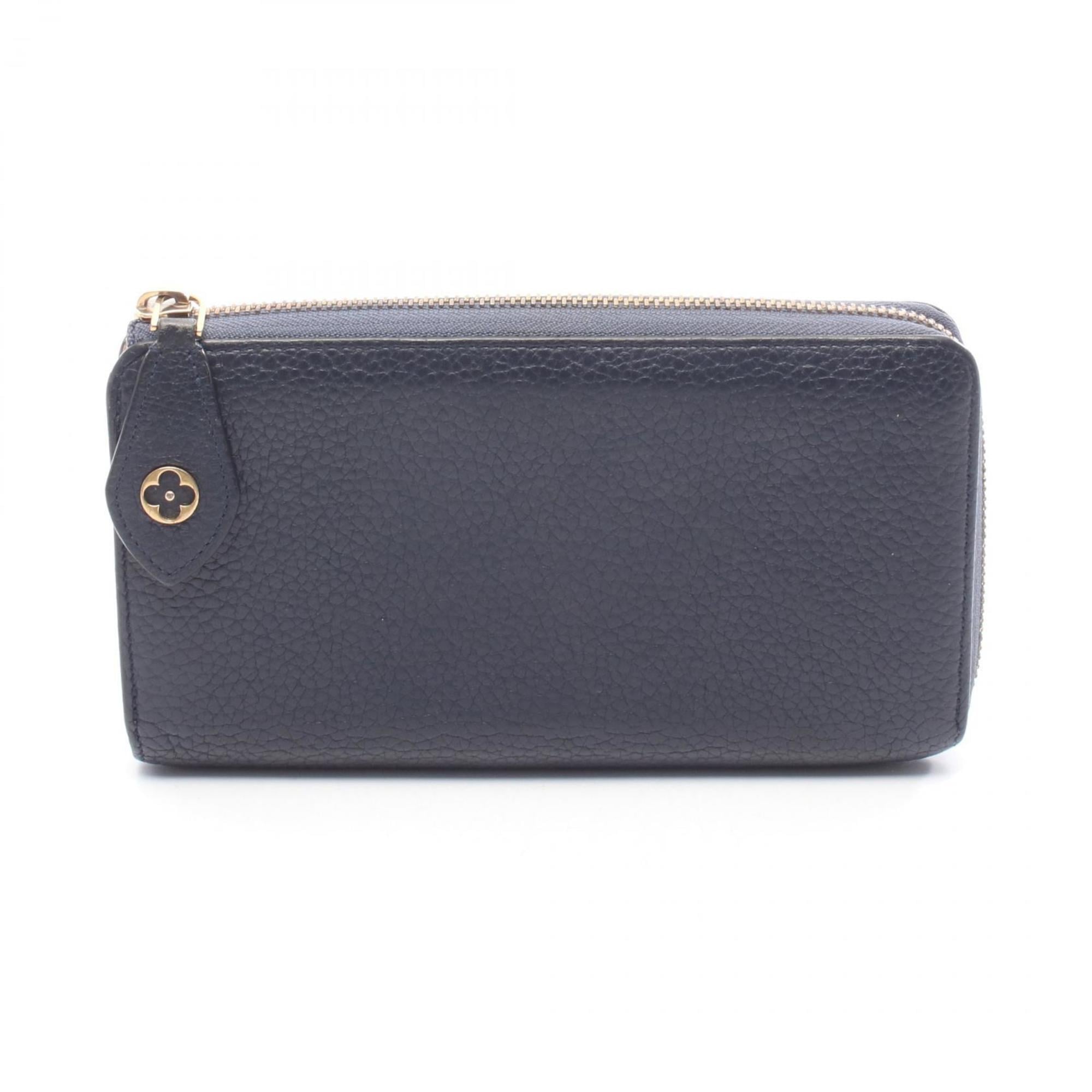 Louis Vuitton Navy Navy Blue Leather Long Wallet (Bi-Fold) (Pre-Owned)
