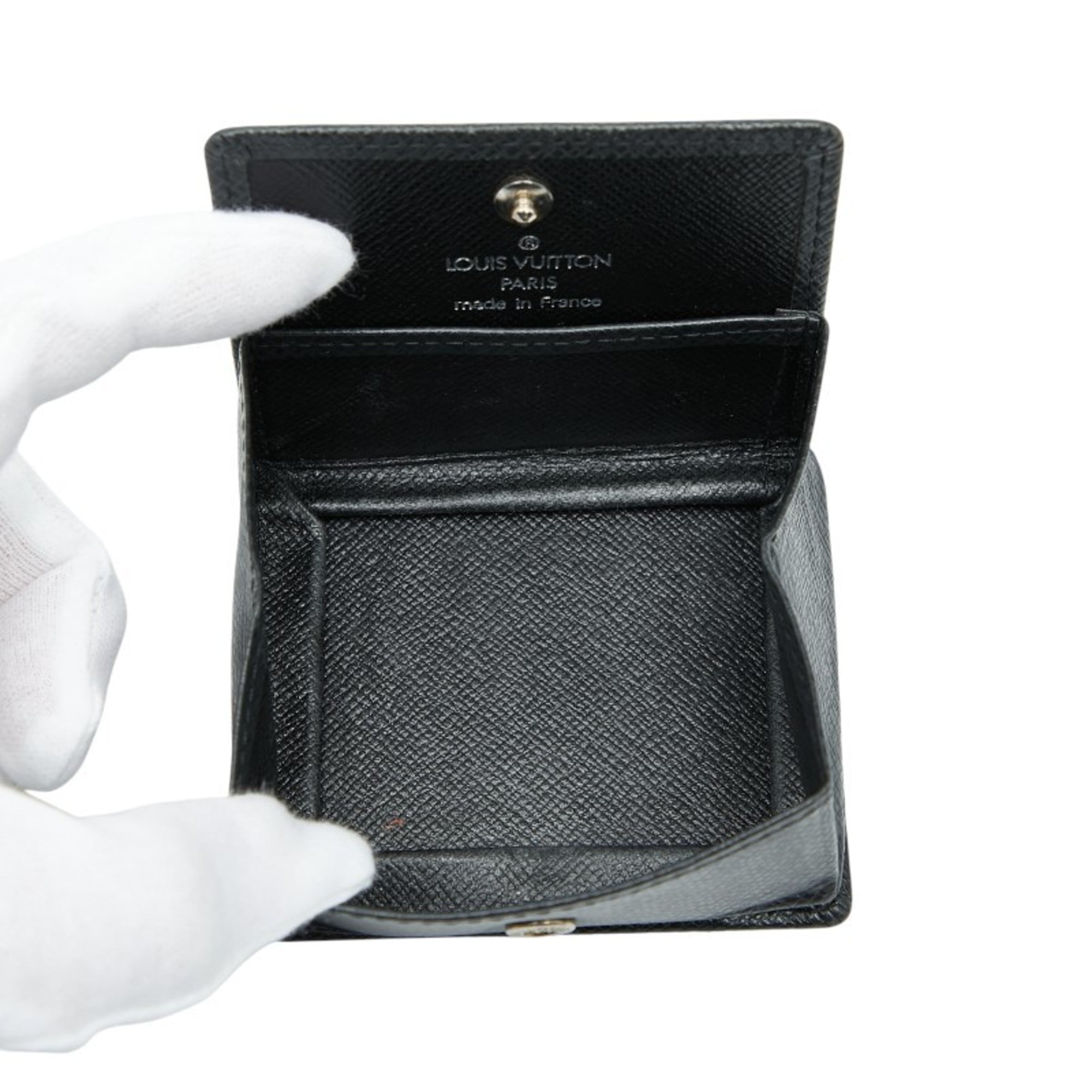 Louis Vuitton Ardoise Black Taiga Leather Coin Purse/Coin Case (Pre-Owned)