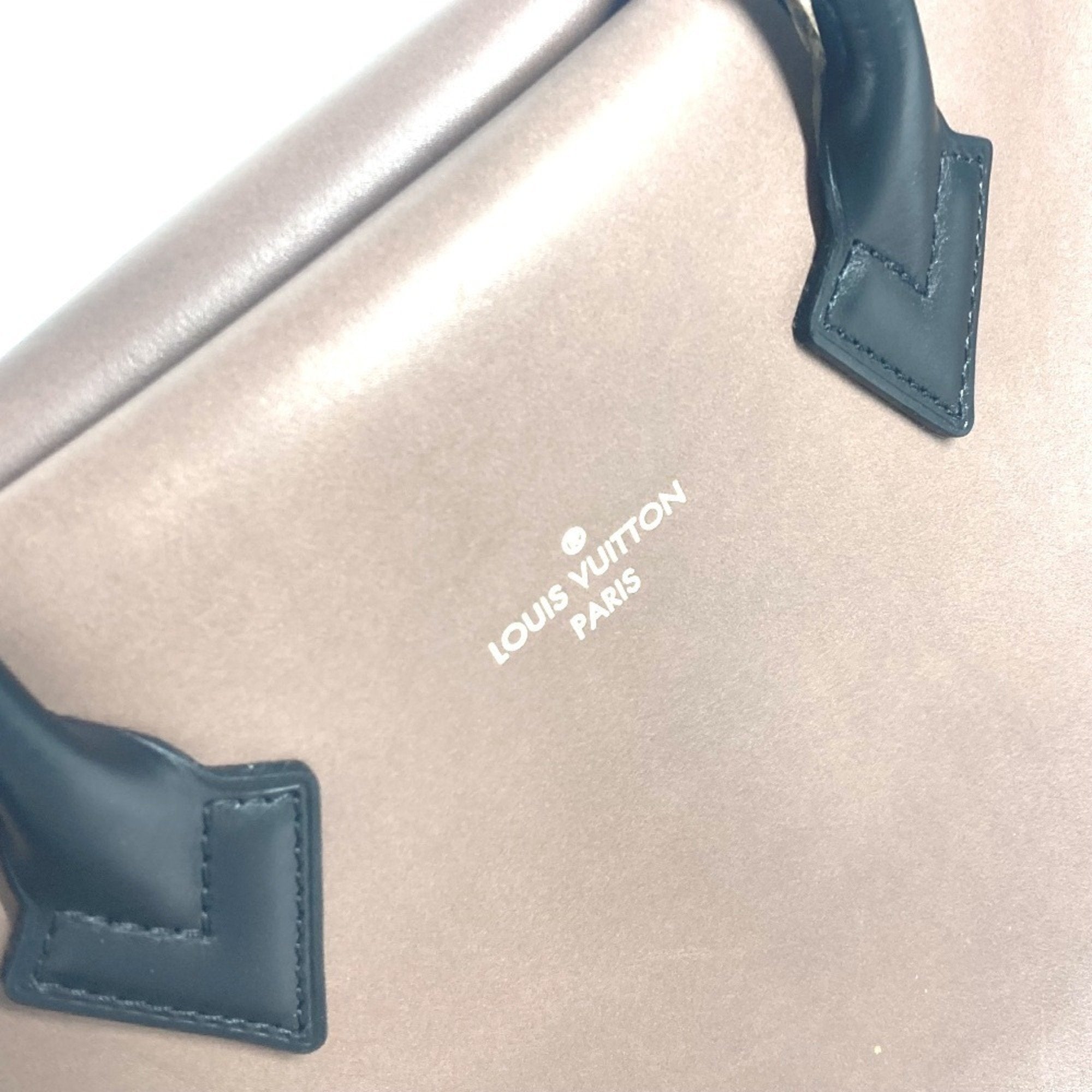 Louis Vuitton Black Brown Leather Handbag Tote Bag (Pre-Owned)