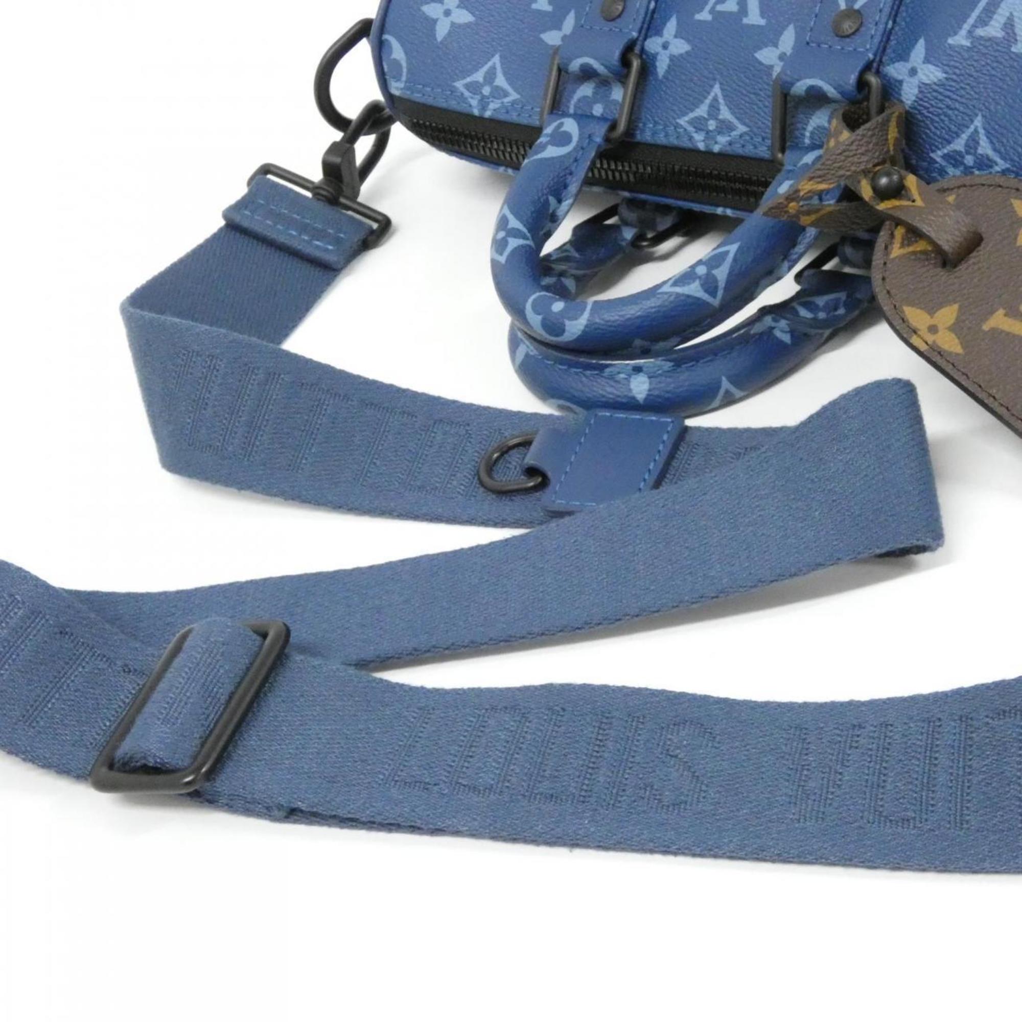 Louis Vuitton Blue Coated Canvas Boston Bag (Pre-Owned)