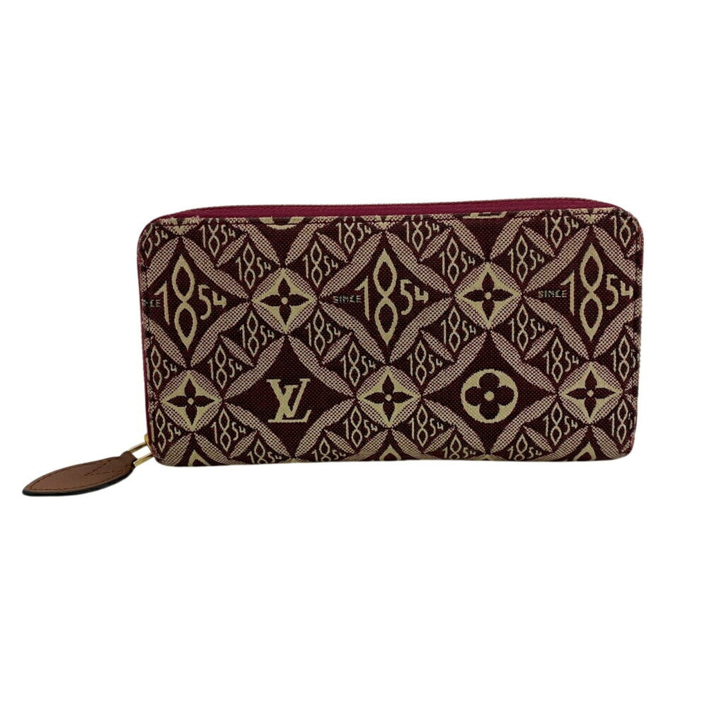 Louis Vuitton Brown Red Color Canvas Leather Long Wallet (Bi-Fold) (Pre-Owned)