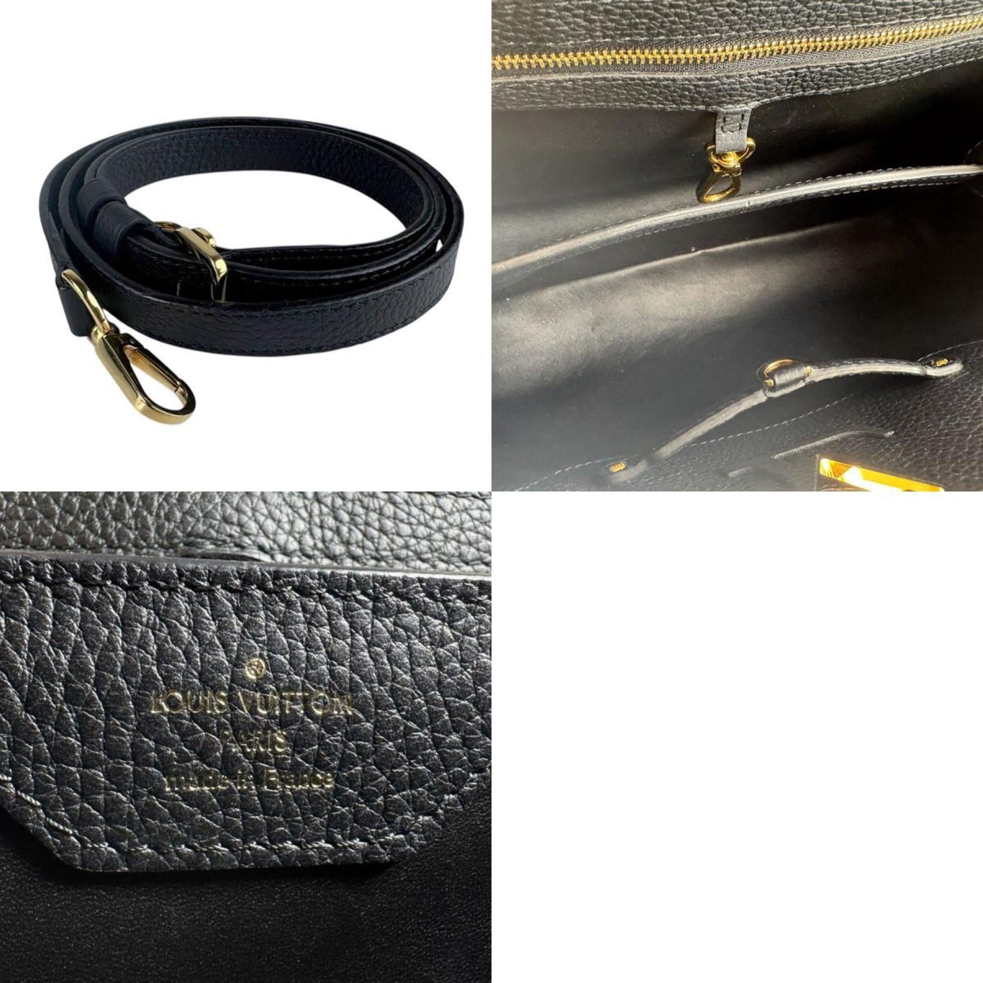 Louis Vuitton Noir Leather Handbag Shoulder Bag (Pre-Owned)