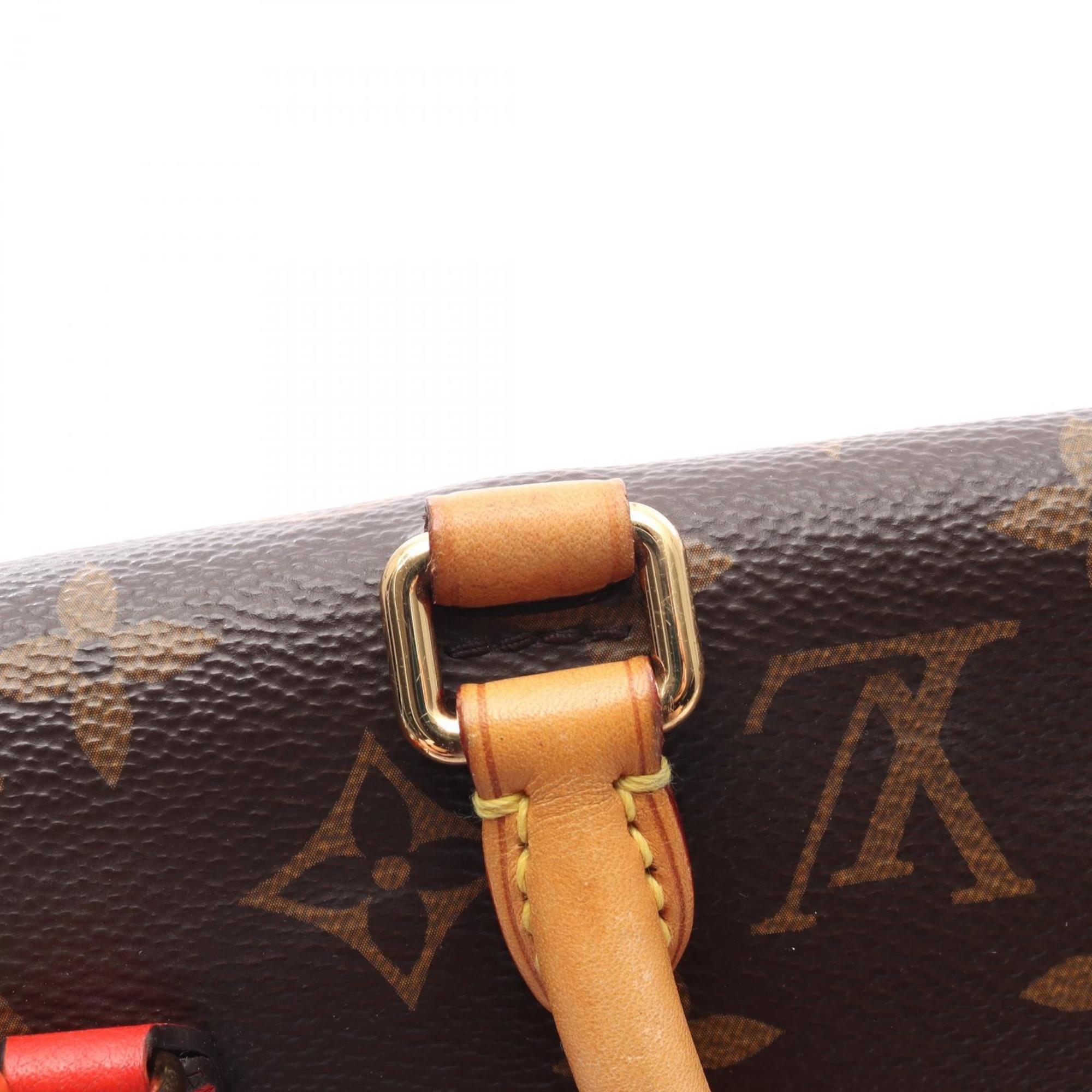 Louis Vuitton Brown Red Color Coated Canvas Leather Handbag (Pre-Owned)