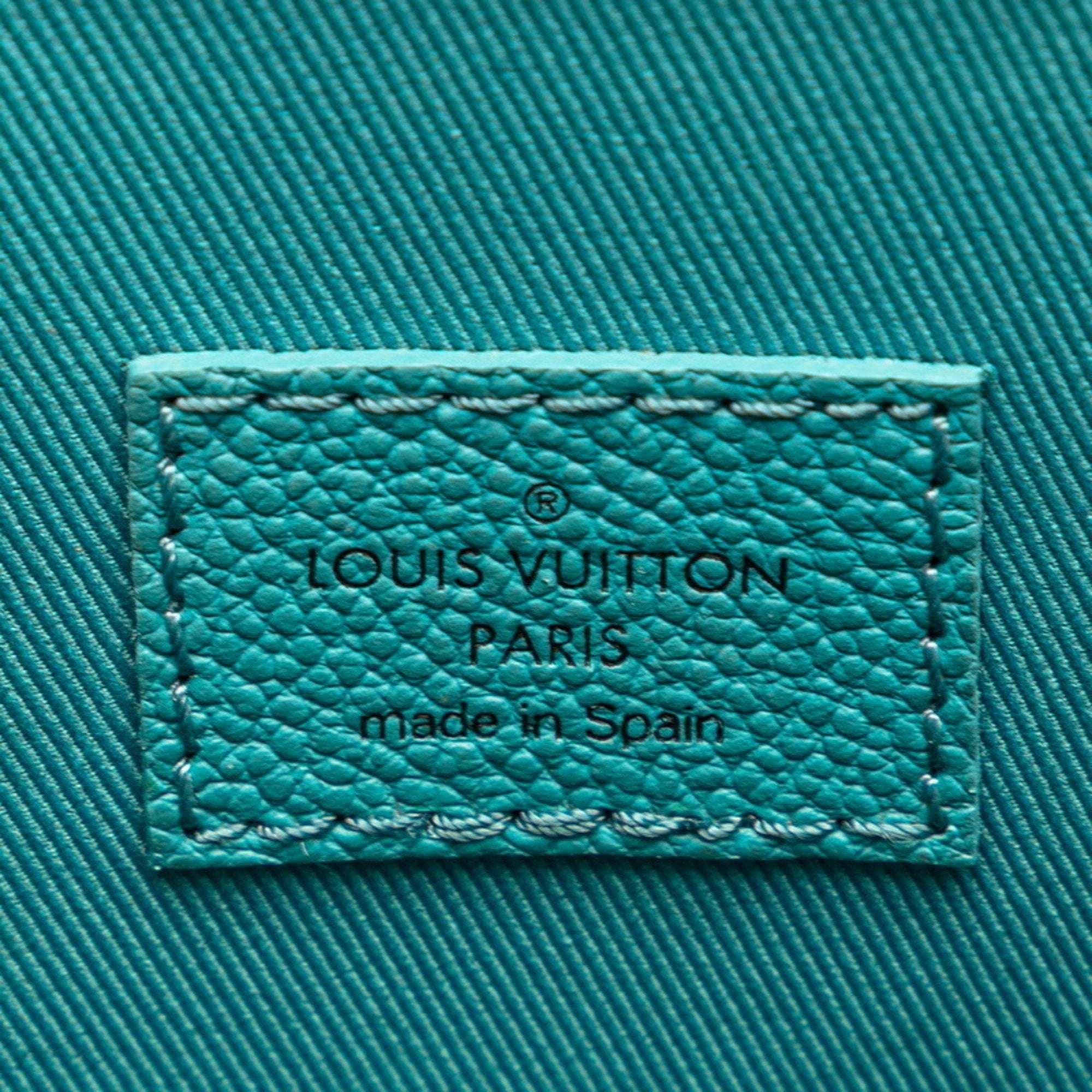 Louis Vuitton Damier Turquoise White Cuir Ombre Leather Handbag Shoulder Bag (Pre-Owned)