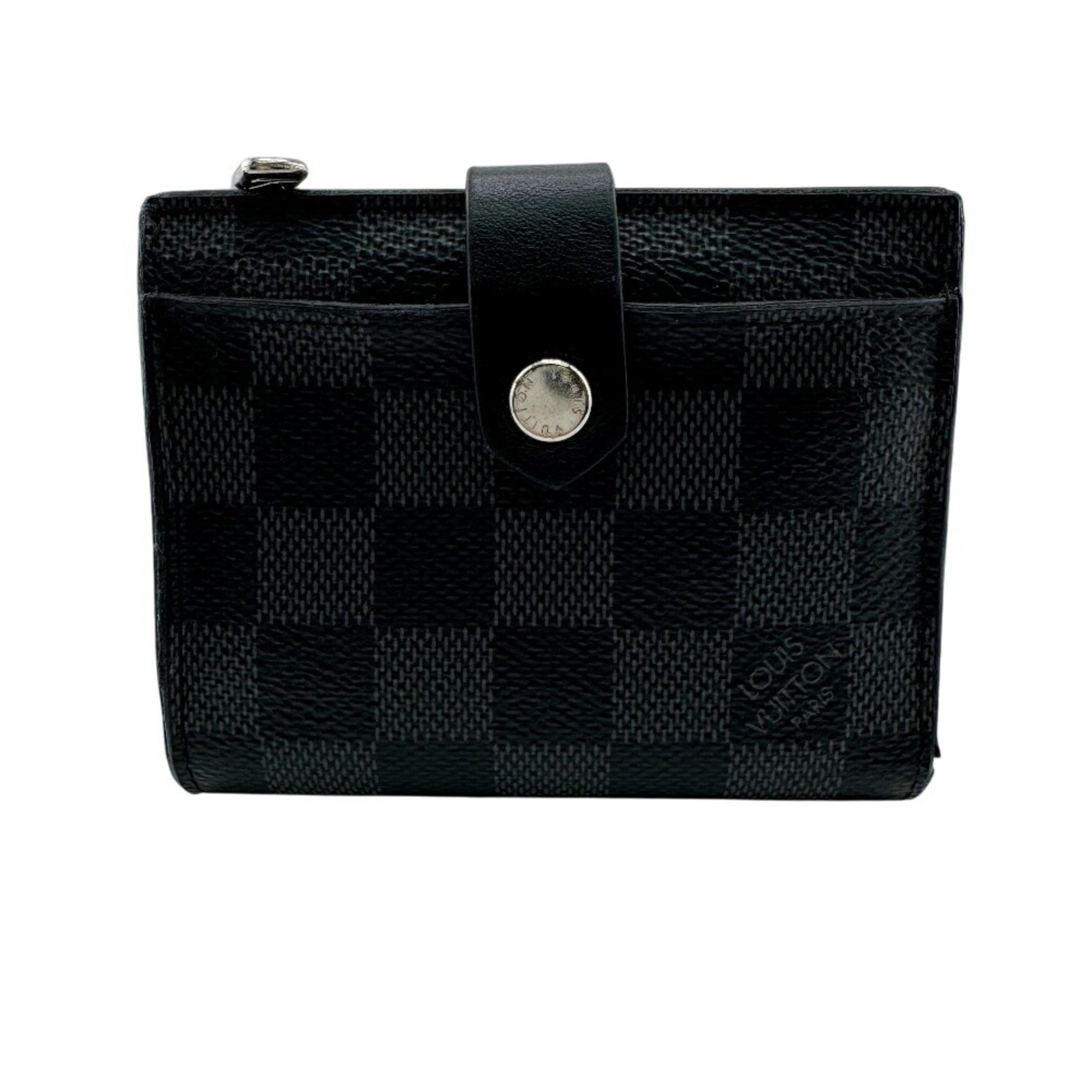 Louis Vuitton Black Gray Leather Wallet (Bi-Fold) (Pre-Owned)