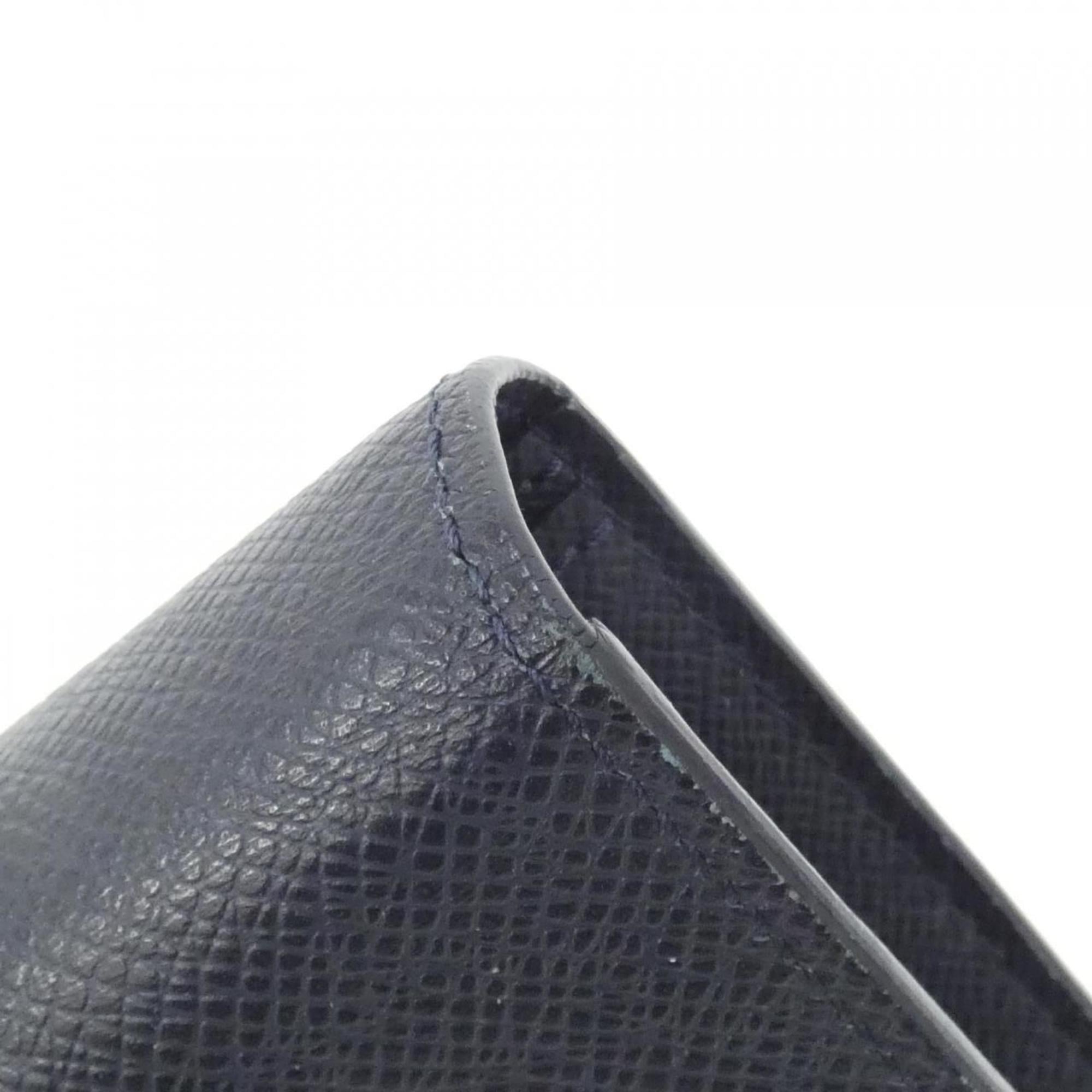 Louis Vuitton Navy Black Leather Long Wallet (Bi-Fold) (Pre-Owned)