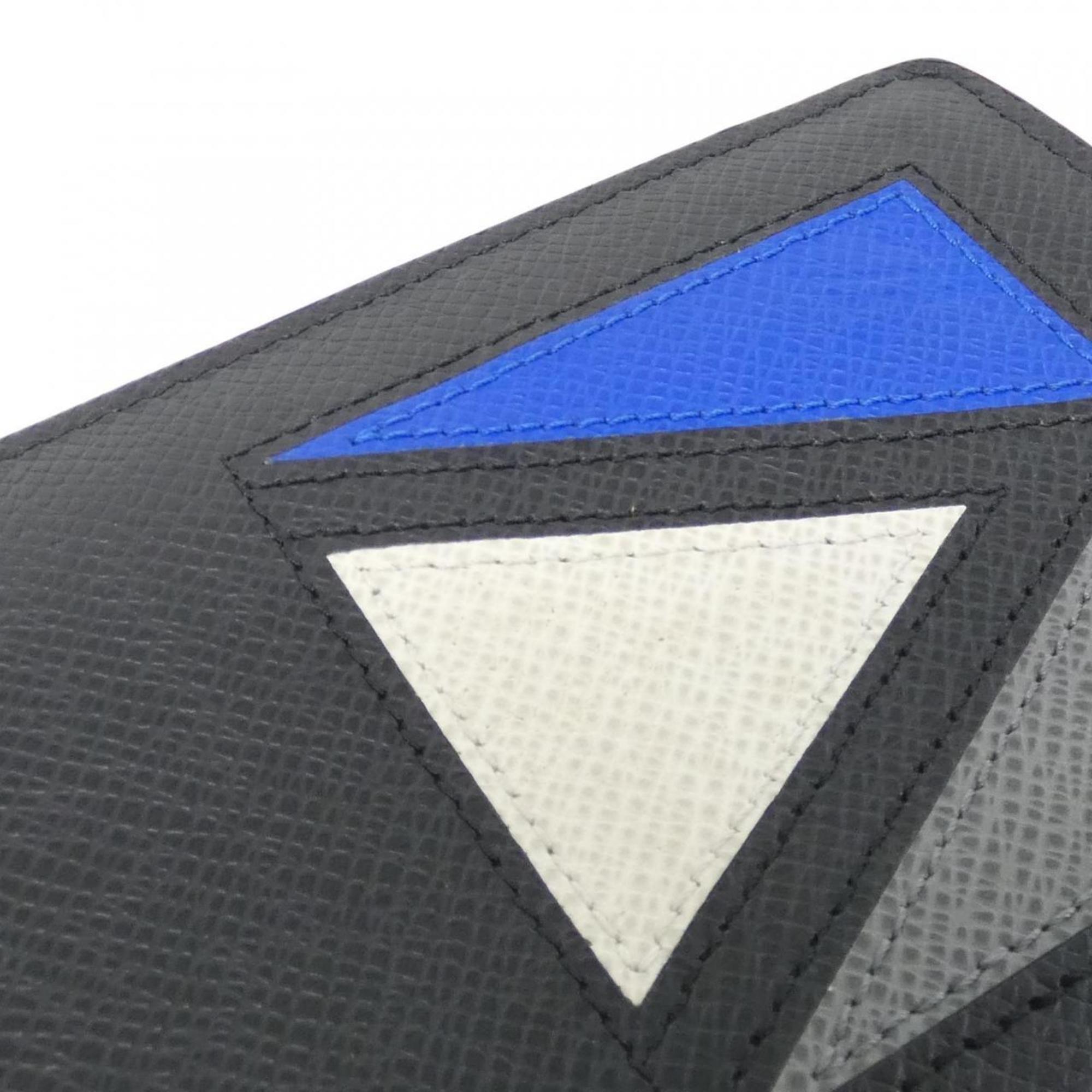 Louis Vuitton Black Blue Leather Long Wallet (Bi-Fold) (Pre-Owned)