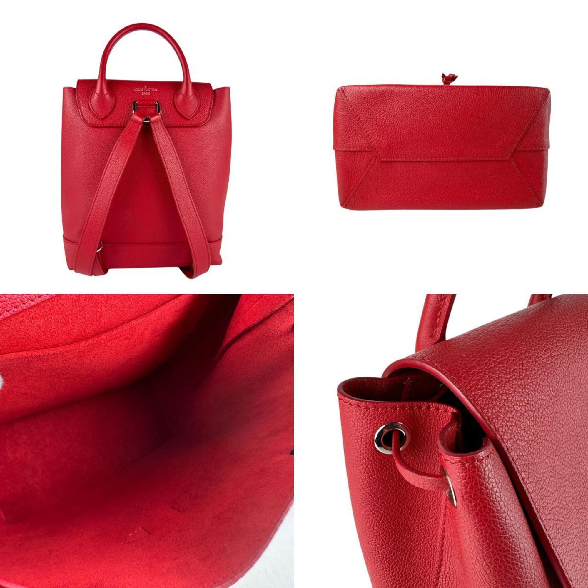 Louis Vuitton Red Color Leather Backpack (Pre-Owned)