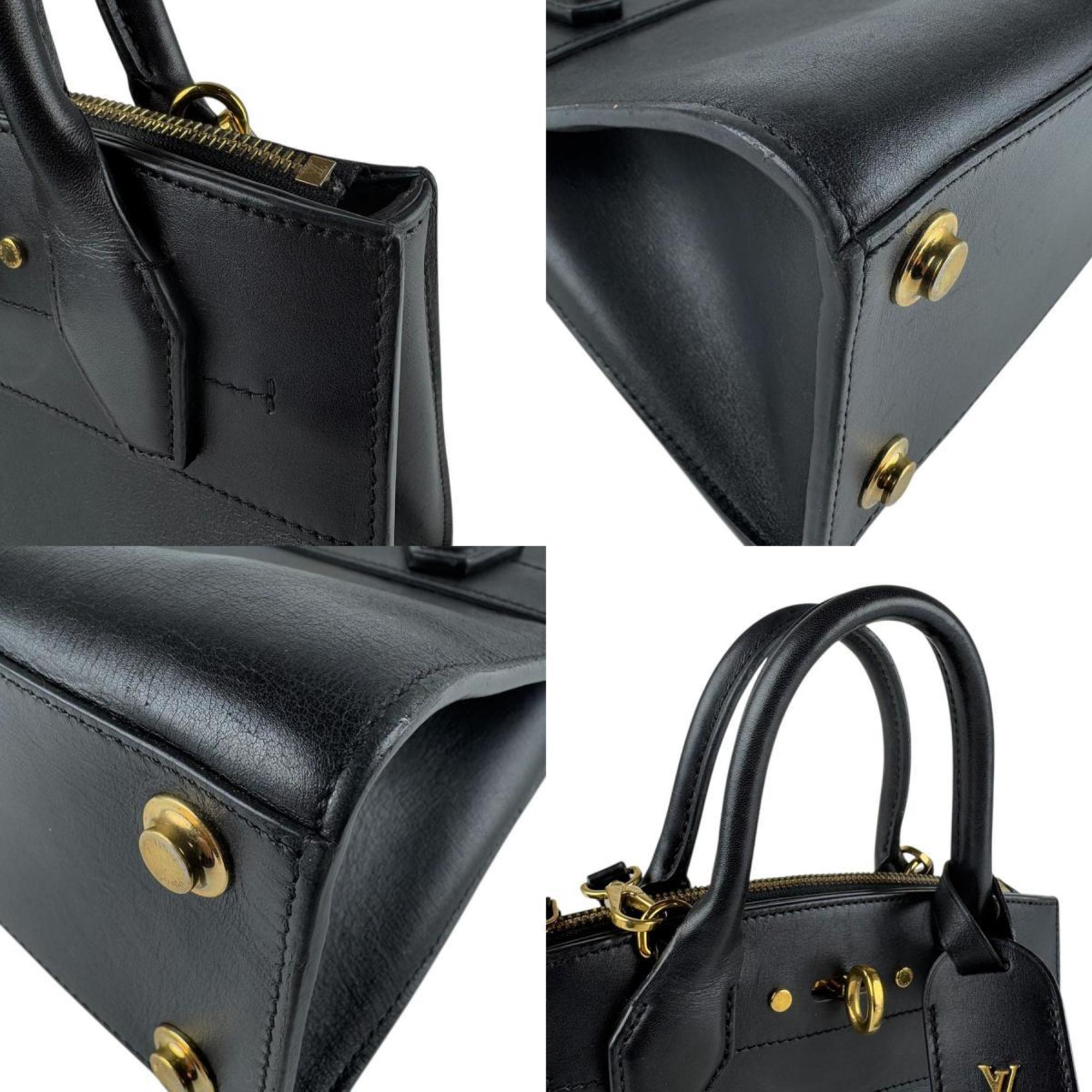 Louis Vuitton Noir Leather Handbag Shoulder Bag (Pre-Owned)
